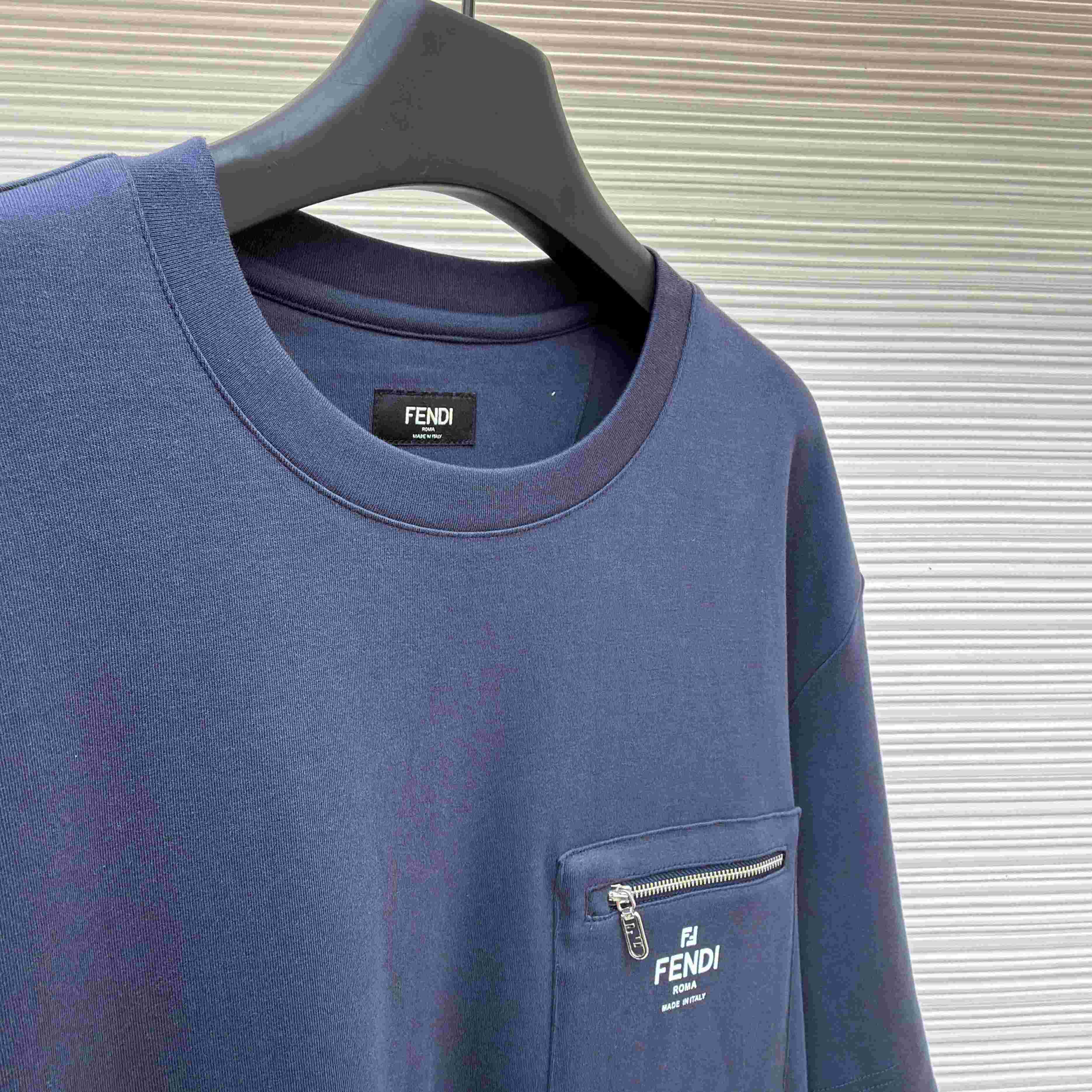 Fendi Navy Blue Cotton T-shirt - DopestKickz