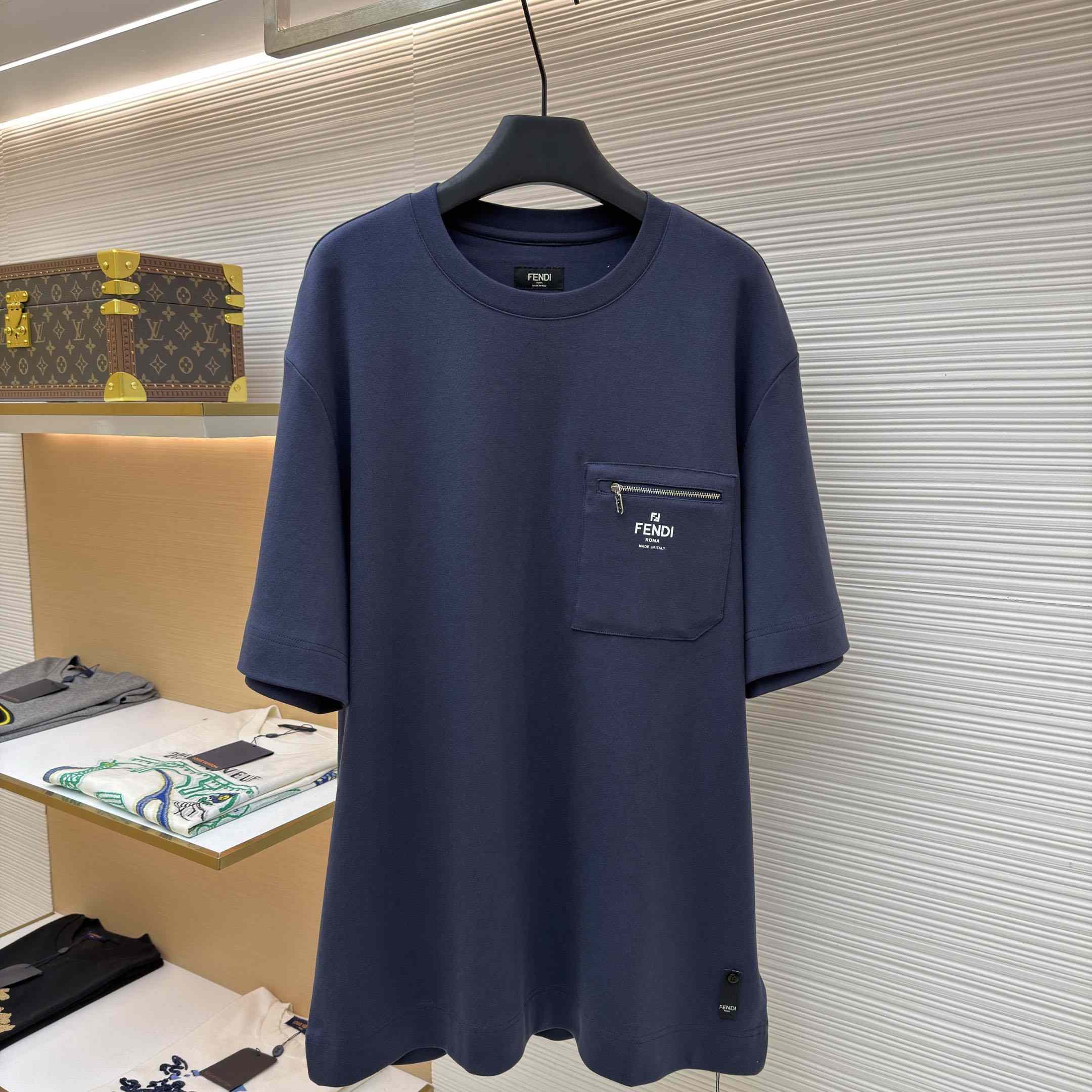 Fendi Navy Blue Cotton T-shirt - DopestKickz