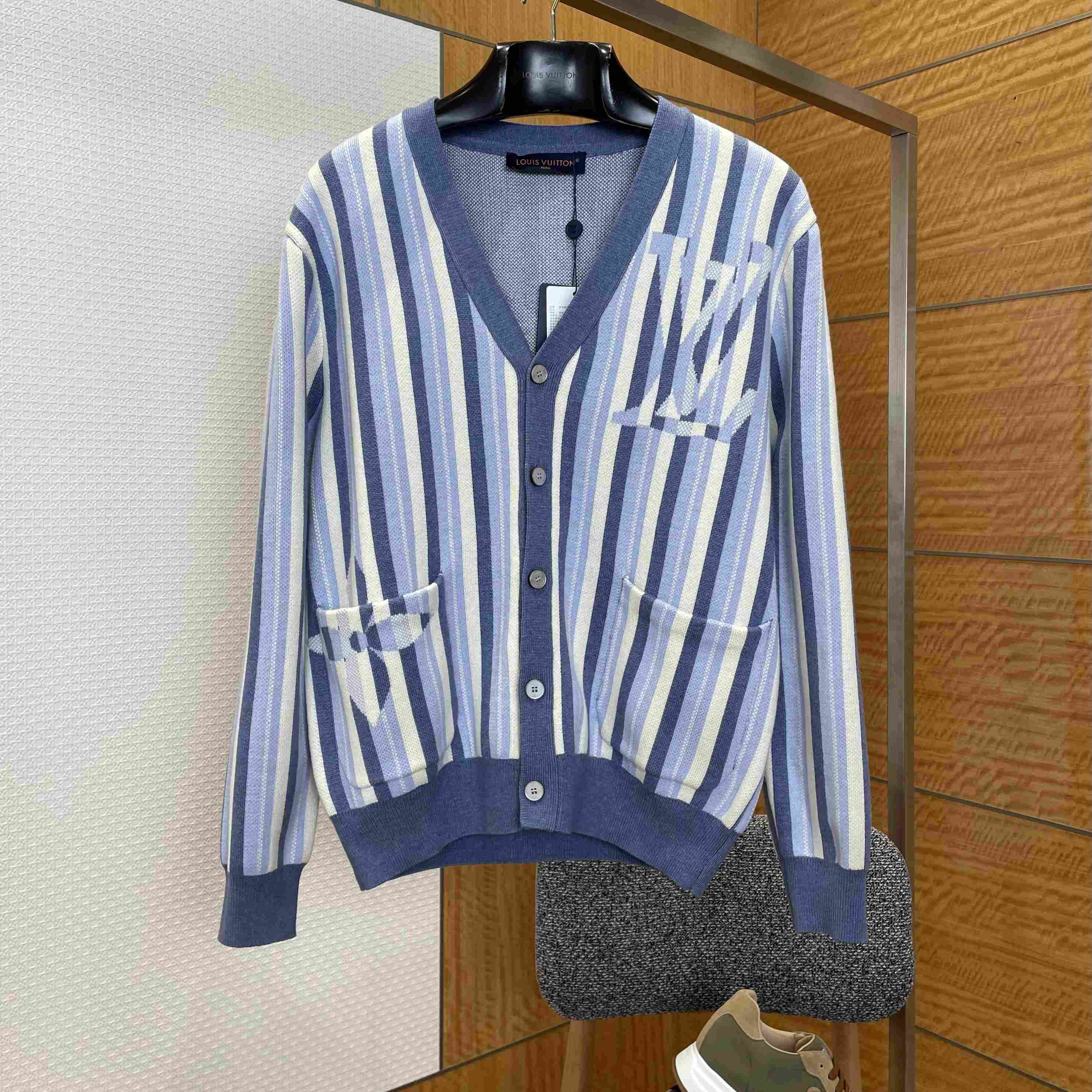 Louis Vuitton Striped Jacquard Cardigan 1AJUHI - DopestKickz