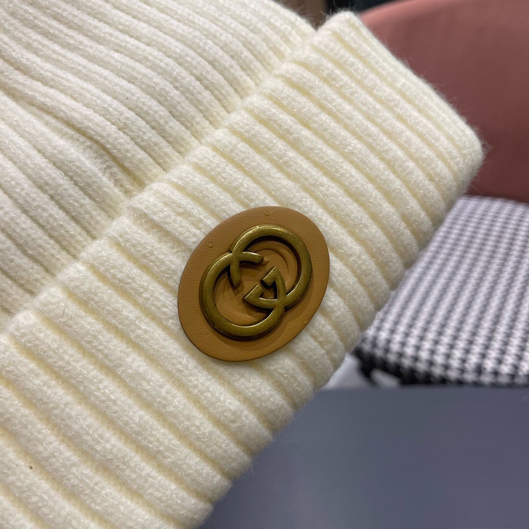 Gucci  Wool Cashmere Hat With Double G - DopestKickz