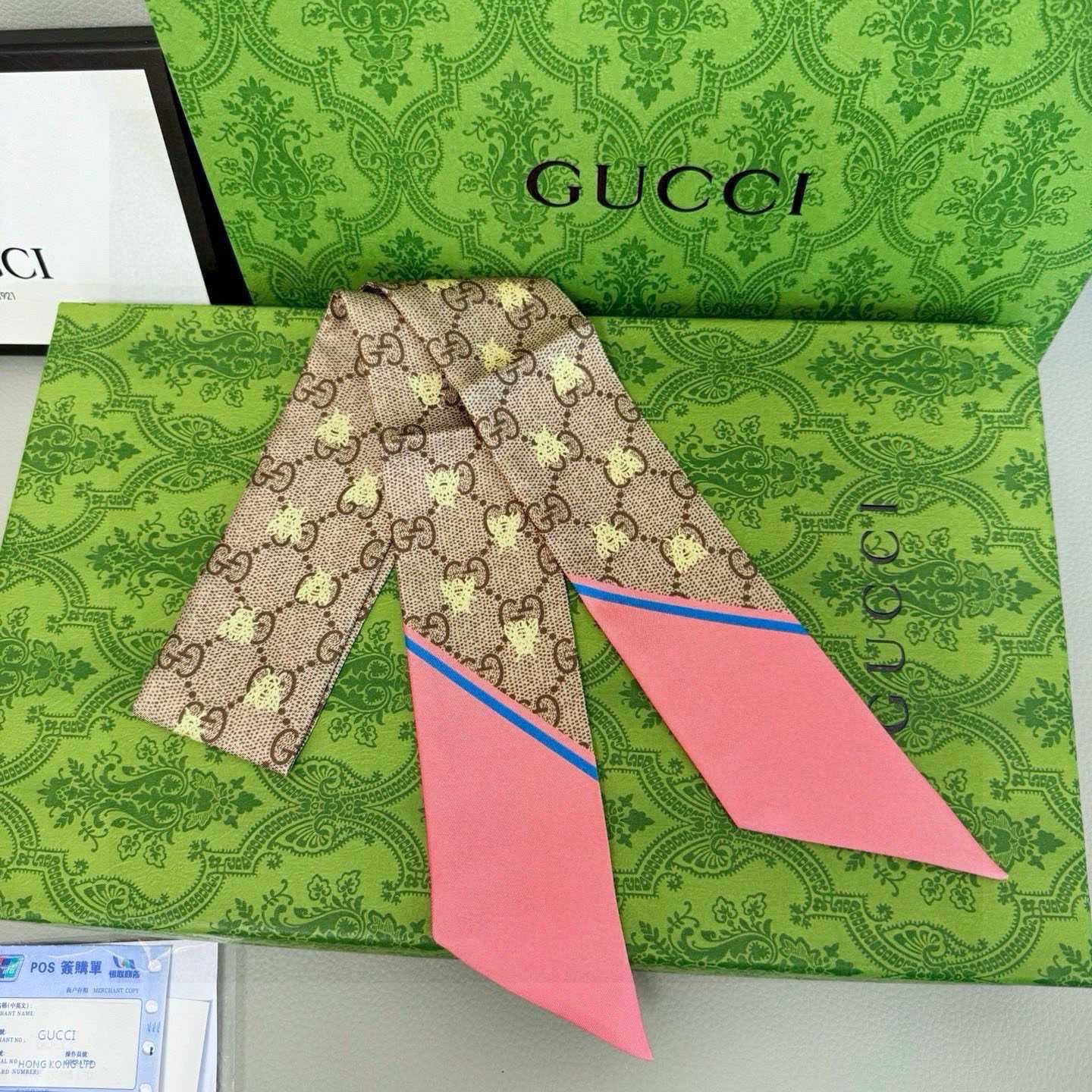 Gucci GG Jacquard Silk Scarf 6x90cm - DopestKickz