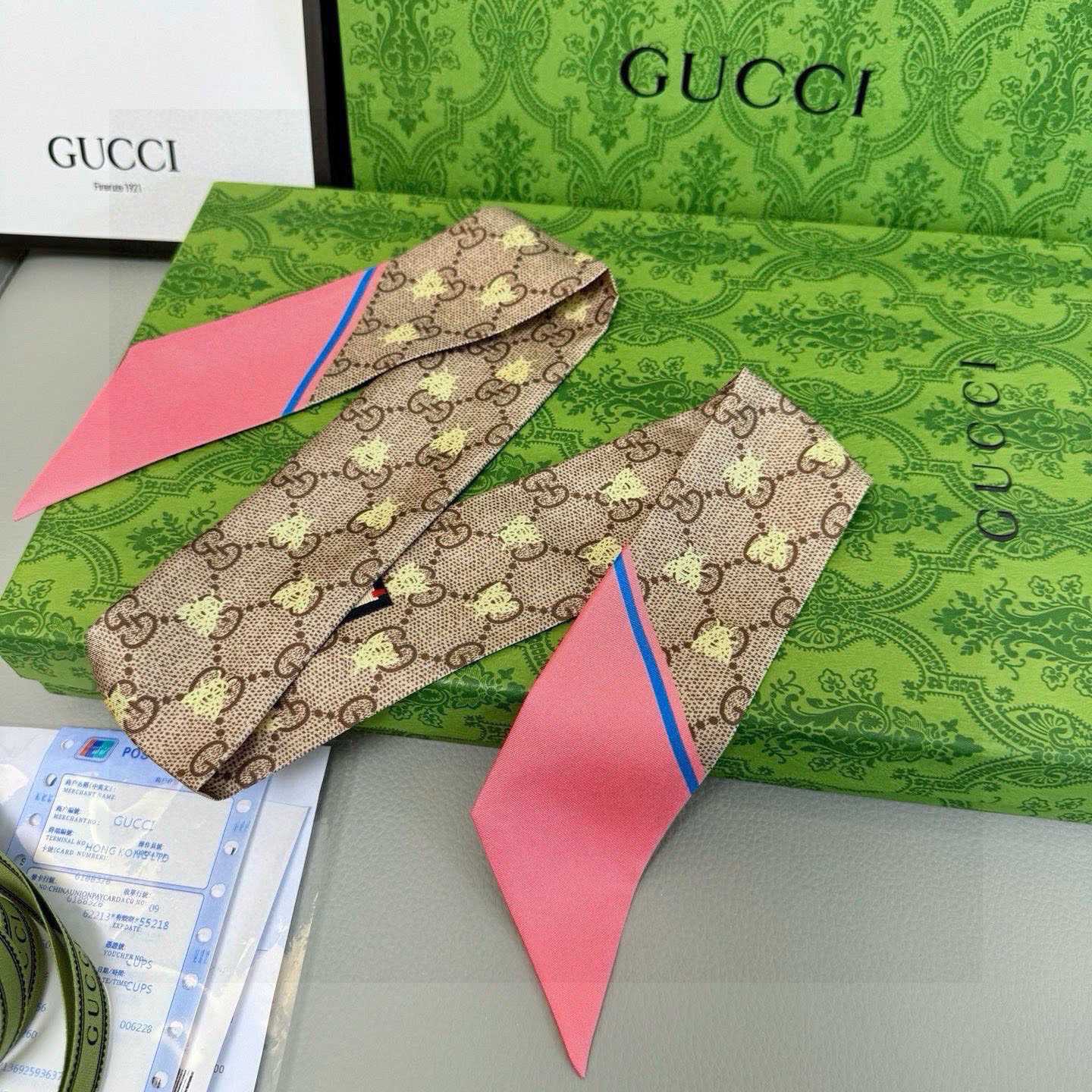 Gucci GG Jacquard Silk Scarf 6x90cm - DopestKickz