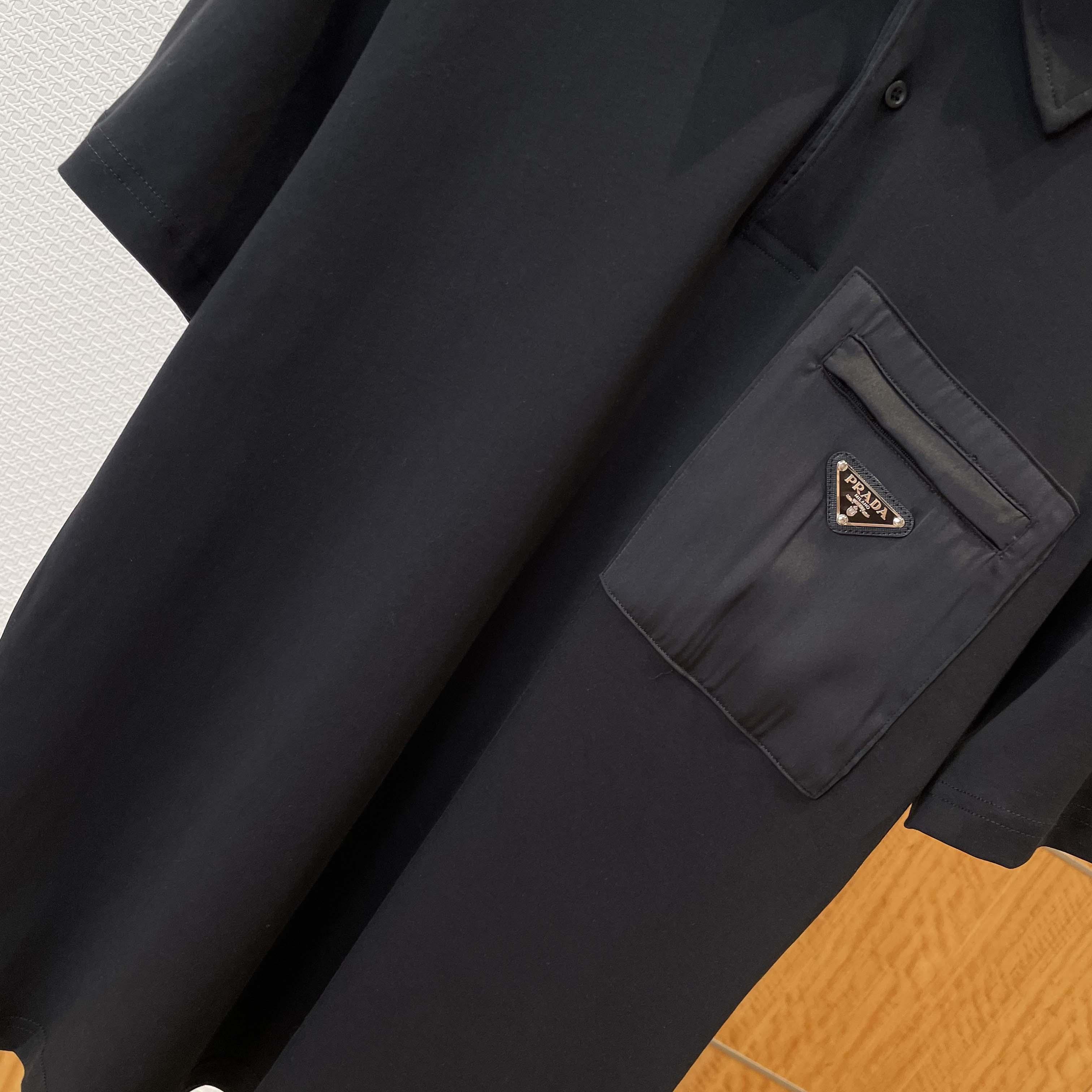 Prada Stretch Cotton Polo Shirt With Re-Nylon Details - DopestKickz