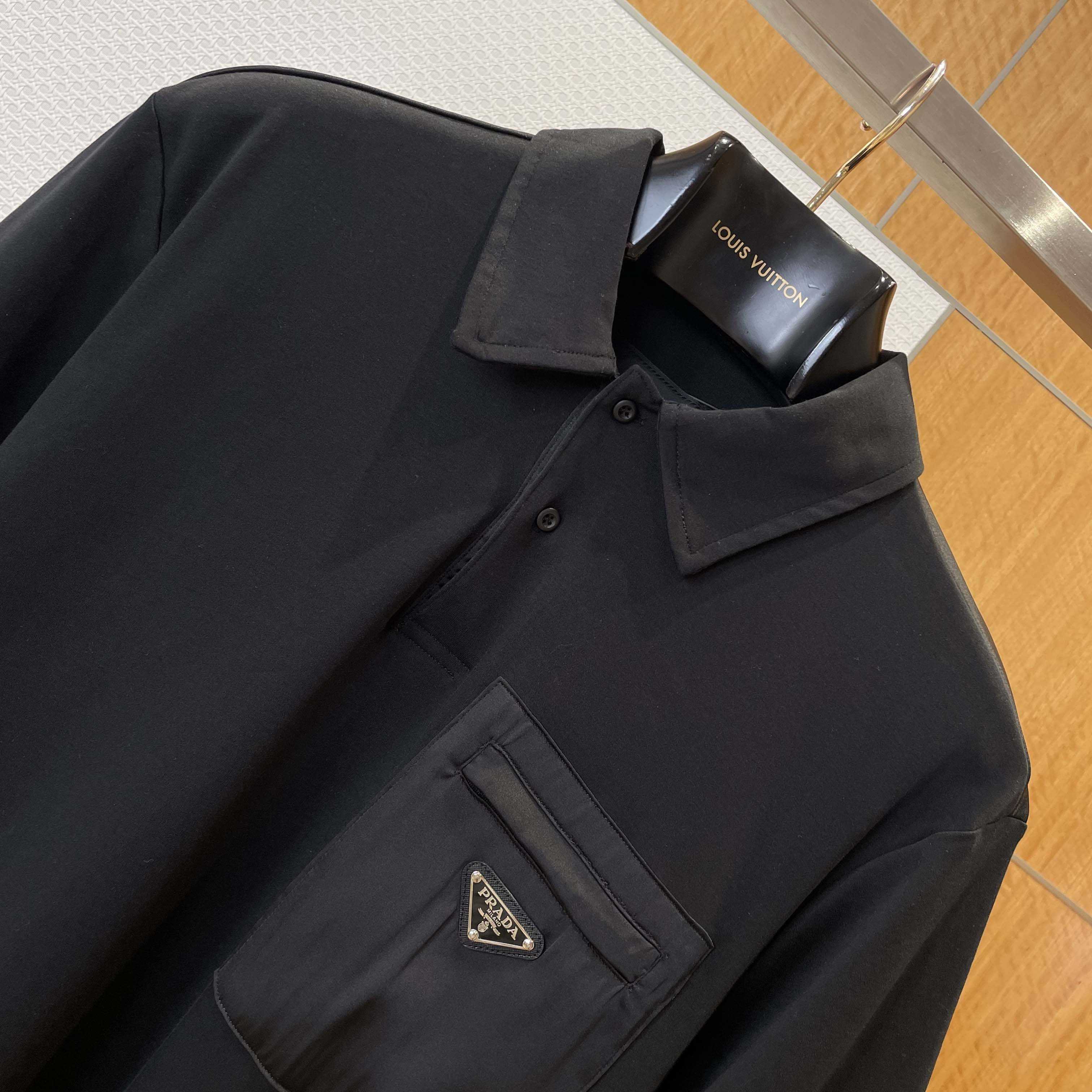 Prada Stretch Cotton Polo Shirt With Re-Nylon Details - DopestKickz