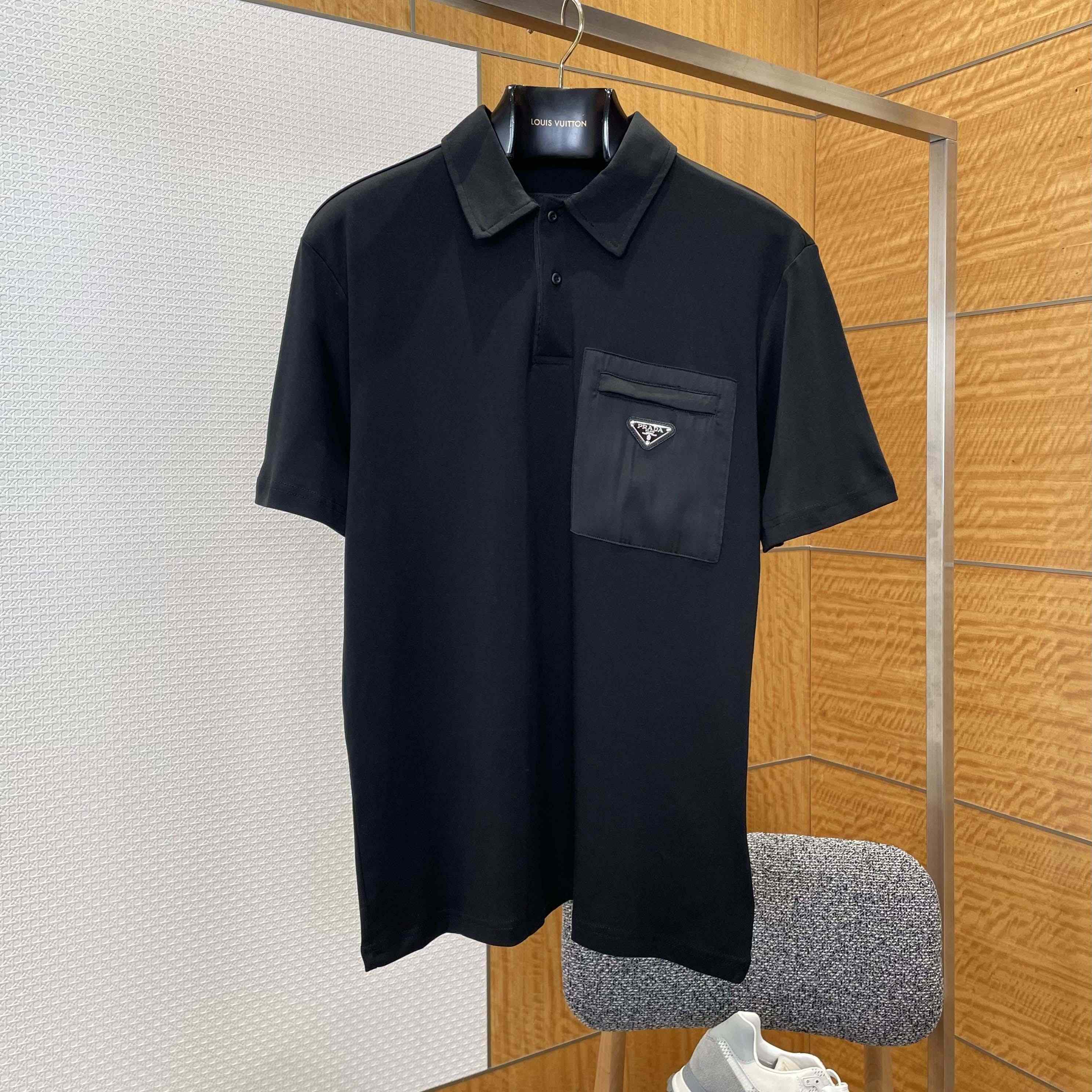 Prada Stretch Cotton Polo Shirt With Re-Nylon Details - DopestKickz