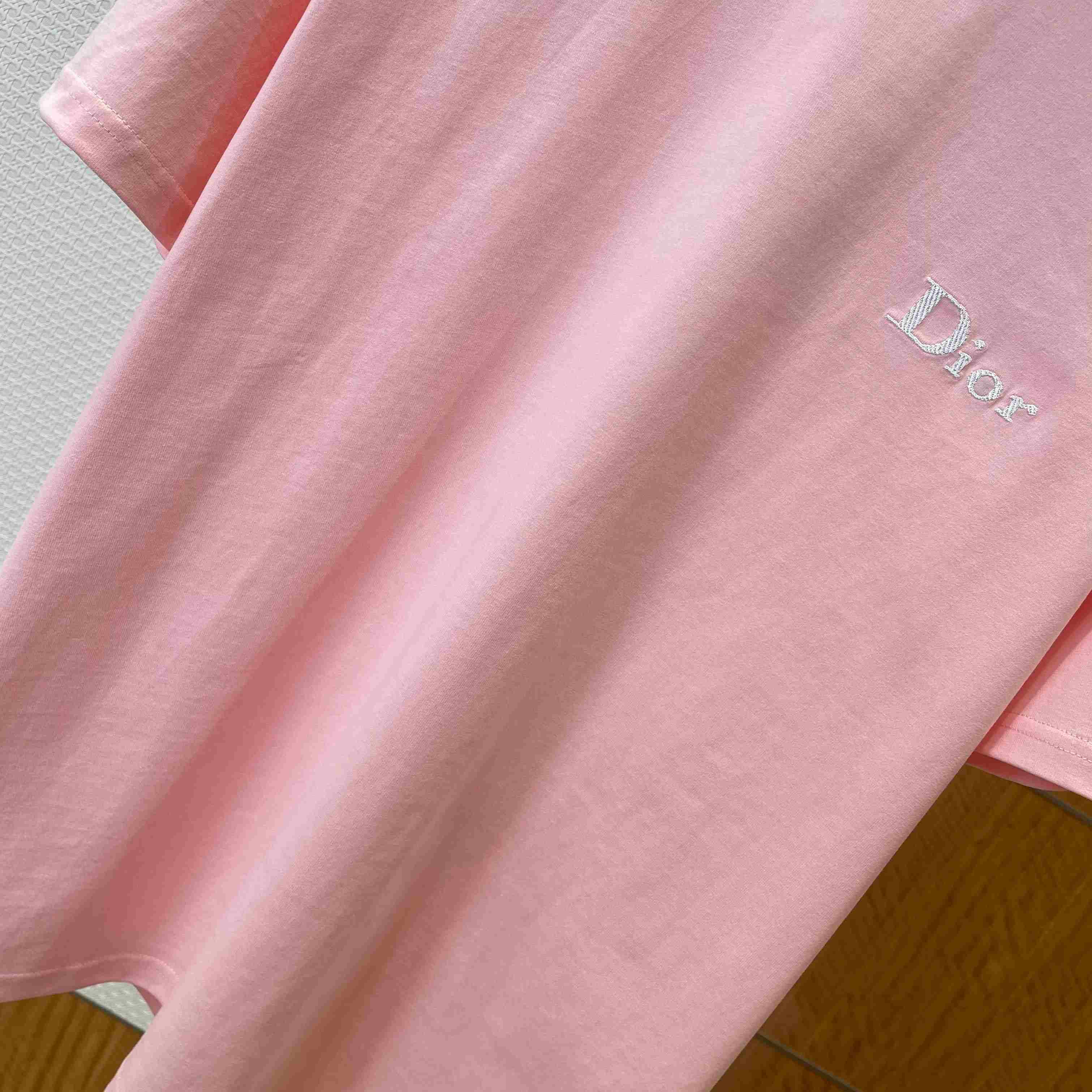 Dior T-Shirt with Dior Embroidery Pink - DopestKickz