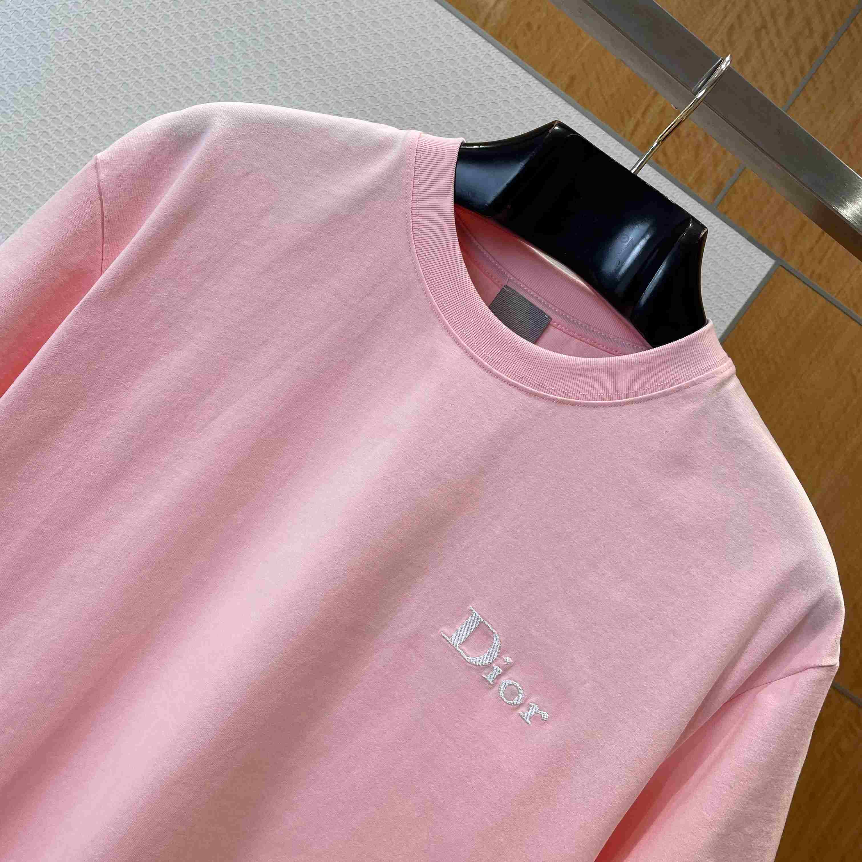 Dior T-Shirt with Dior Embroidery Pink - DopestKickz