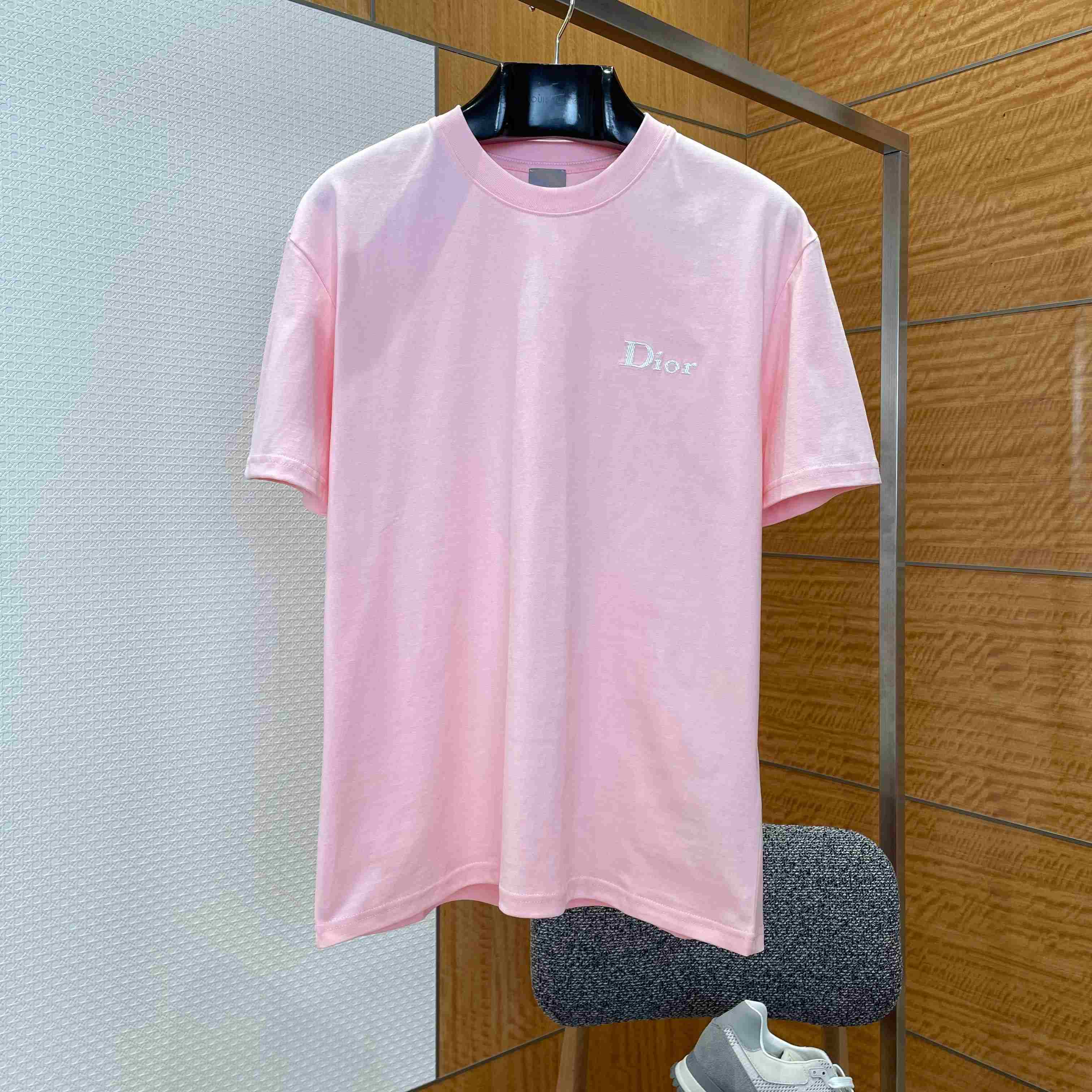 Dior T-Shirt with Dior Embroidery Pink - DopestKickz
