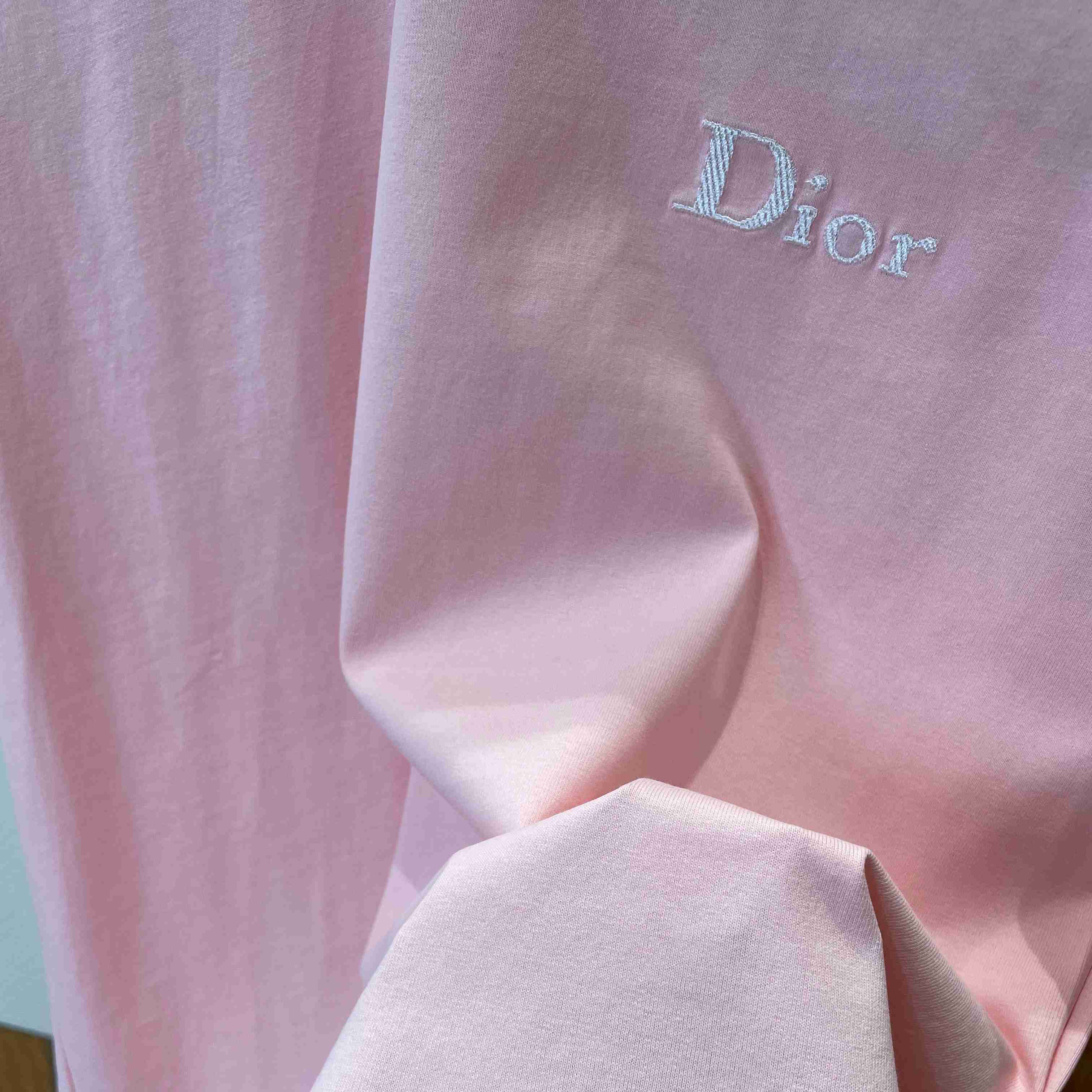 Dior T-Shirt with Dior Embroidery Pink - DopestKickz
