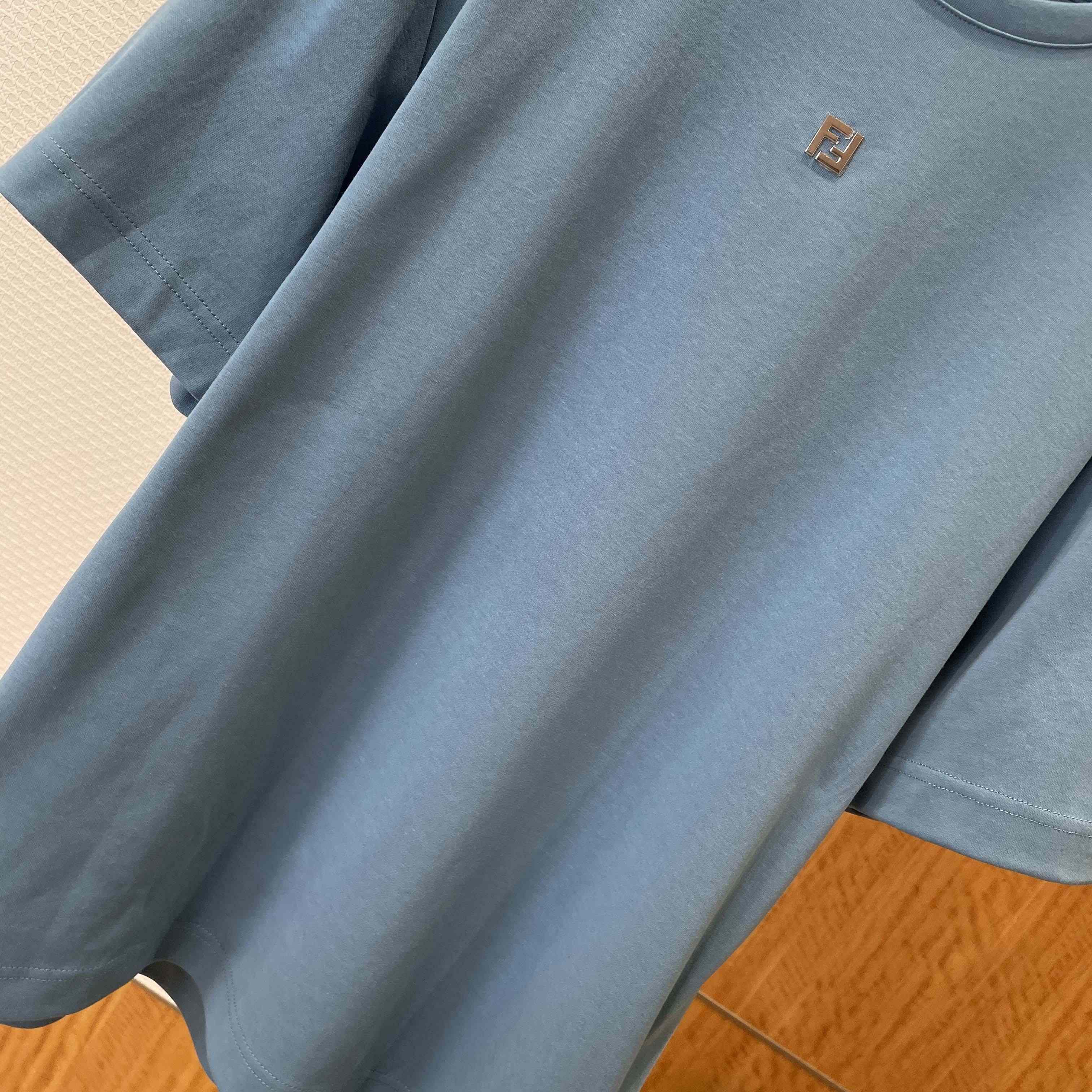 Fendi Light Blue Cotton T-shirt - DopestKickz