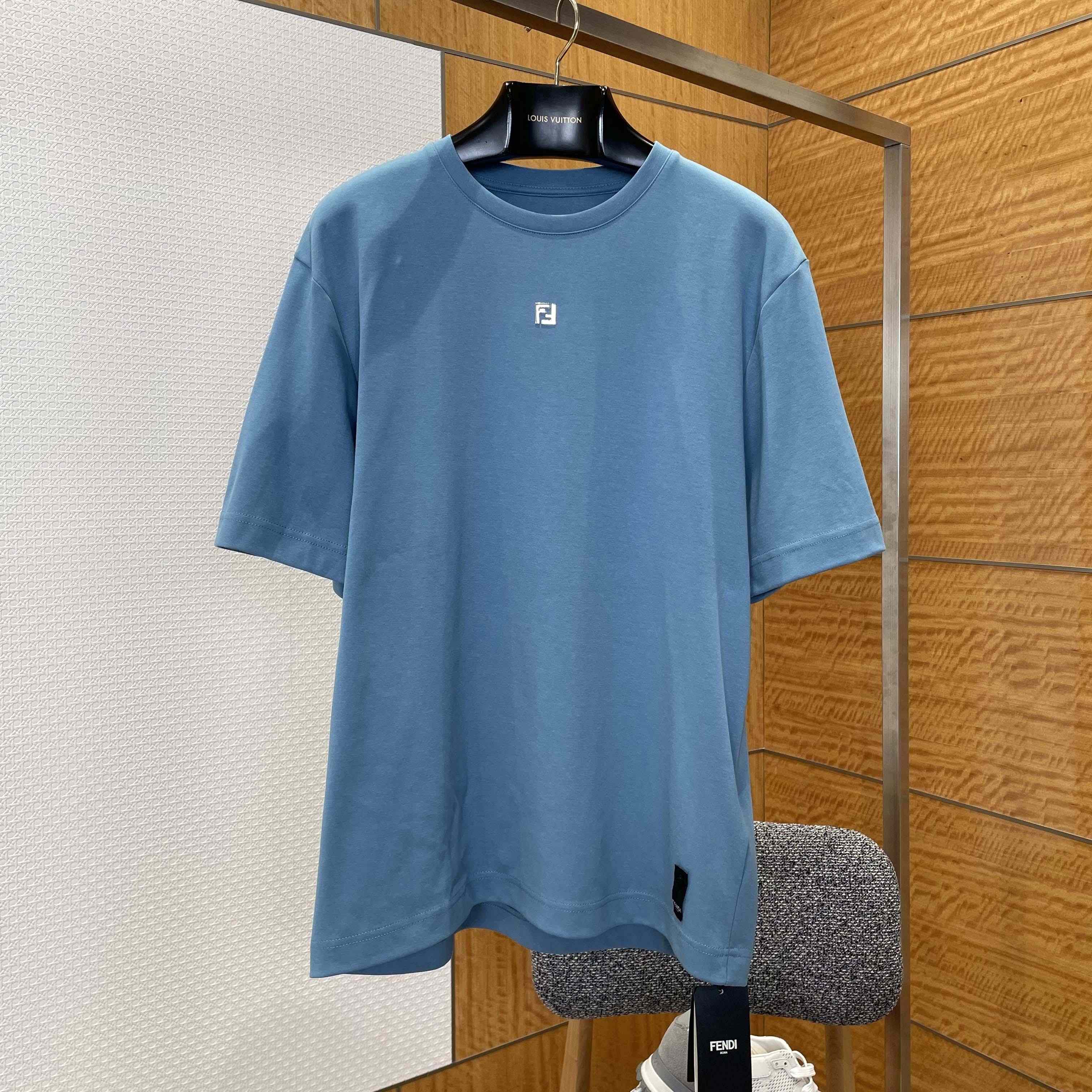 Fendi Light Blue Cotton T-shirt - DopestKickz