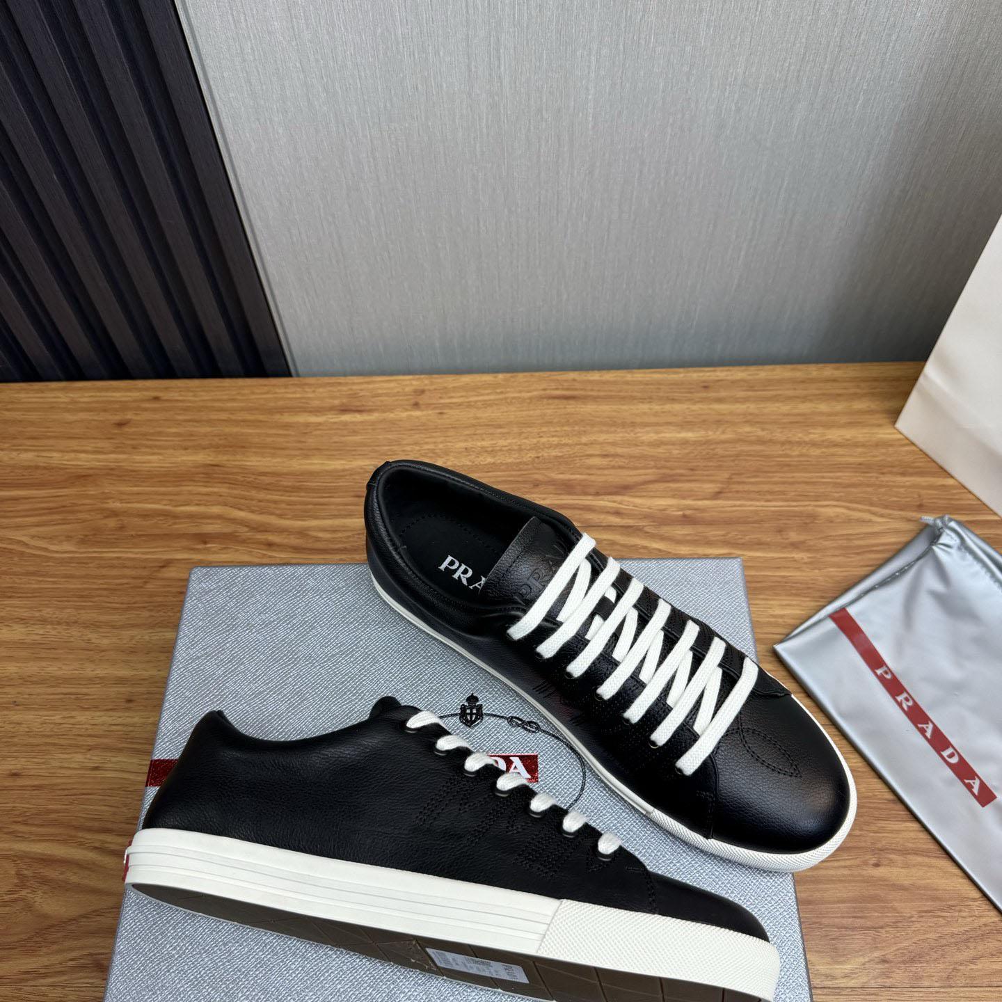 Prada Aged-Effect Lace-Up Low-Top Sneakers - DopestKickz