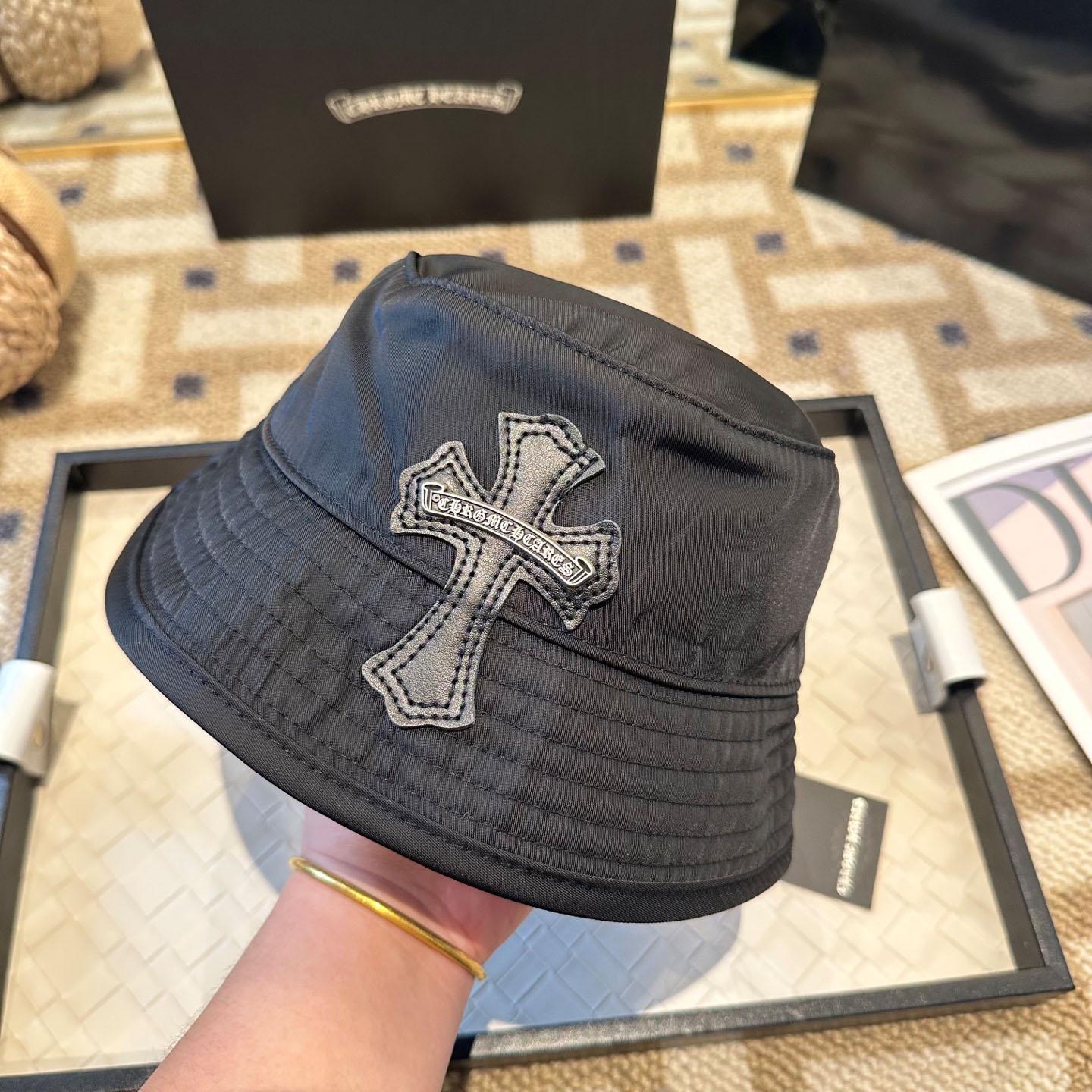 Chrome Heart Cross Patch Chum Bucket Hat In Black - DopestKickz