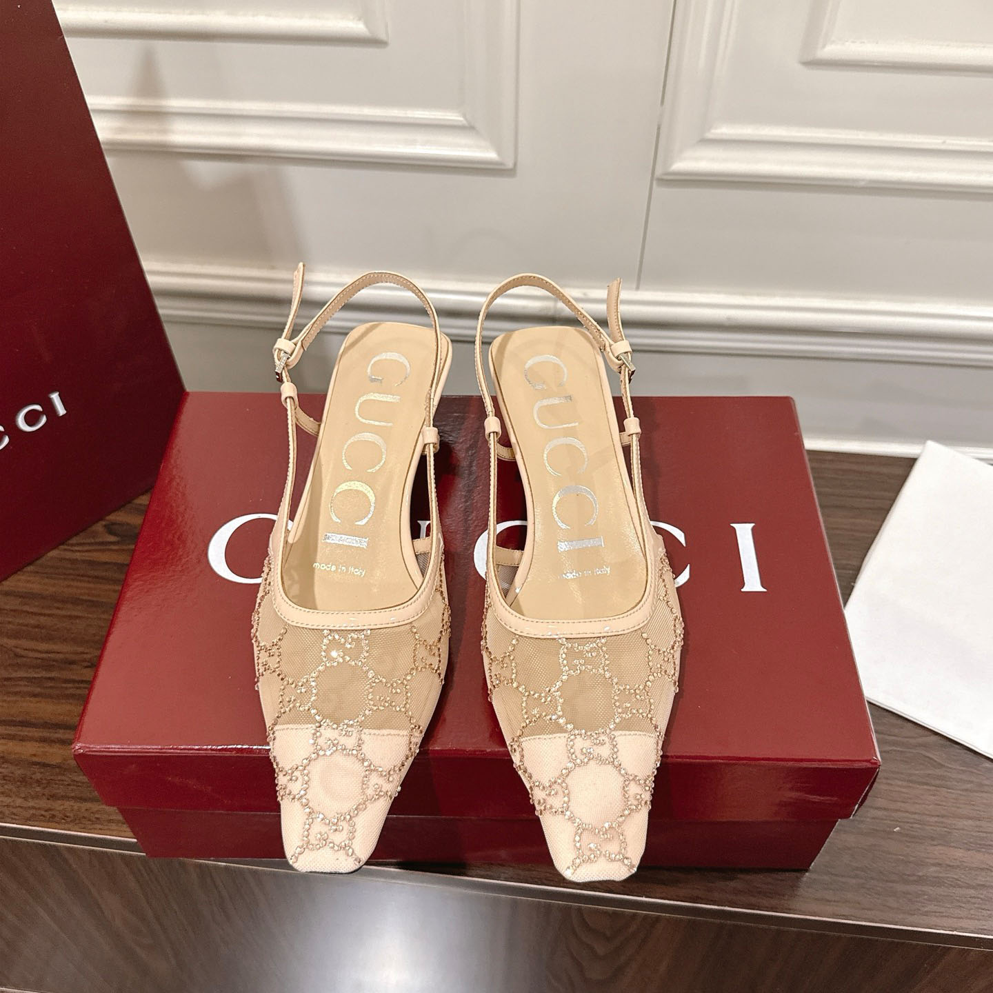 Gucci Women's GG Crystal Slingback Pump - DopestKickz