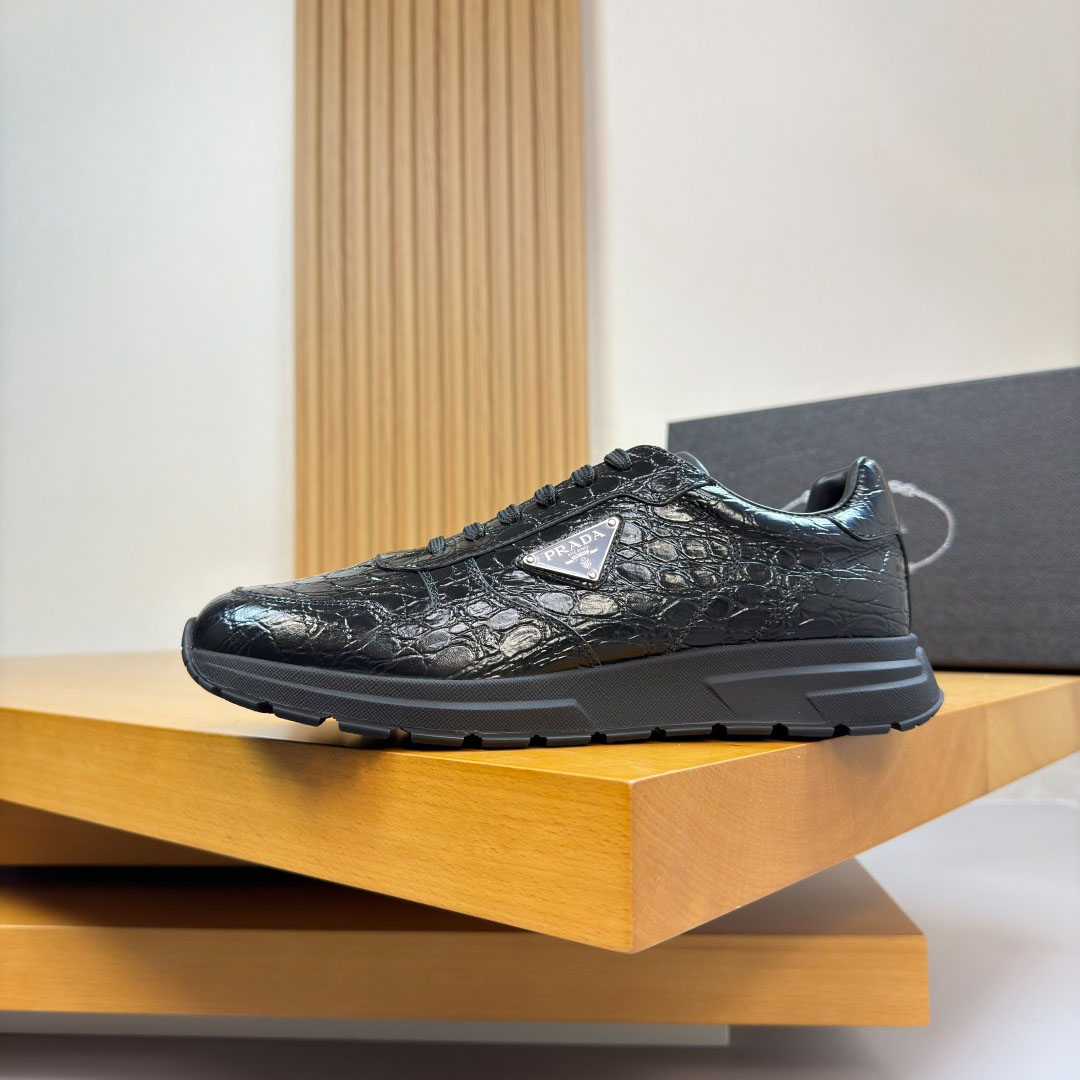 Prada Prax 01 Crocodile Leather Sneakers - DopestKickz