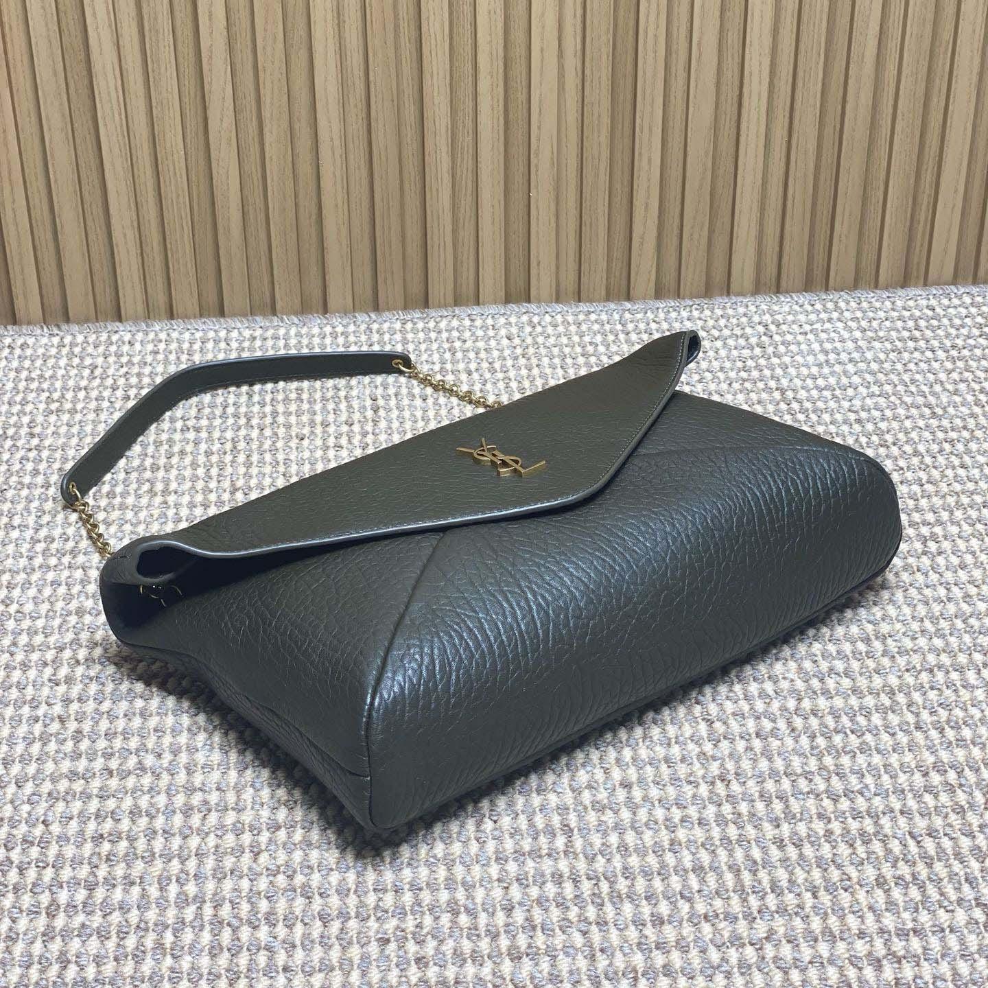 Saint Laurent Cassandre Large Pouch On Chain In Lambskin - DopestKickz