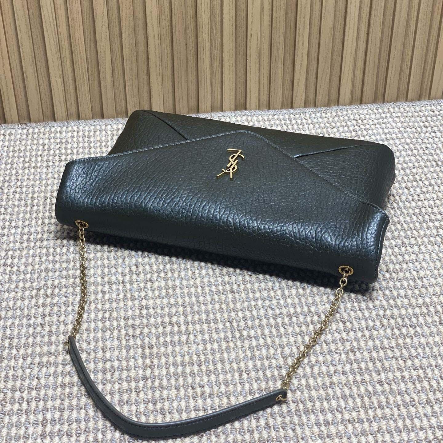 Saint Laurent Cassandre Large Pouch On Chain In Lambskin - DopestKickz