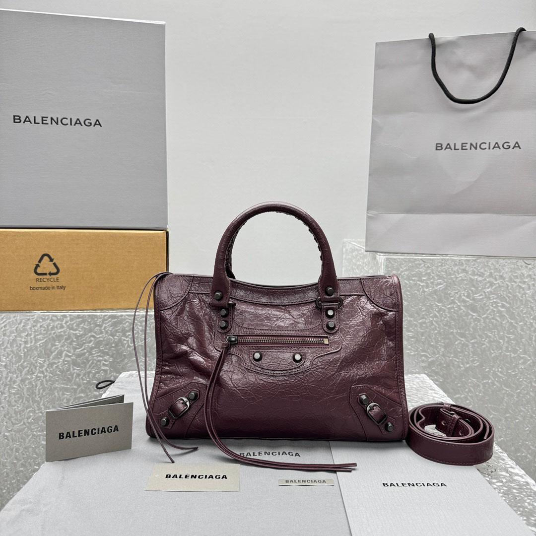 Balenciaga   Le City Bag Small In Dark Burgundy - DopestKickz