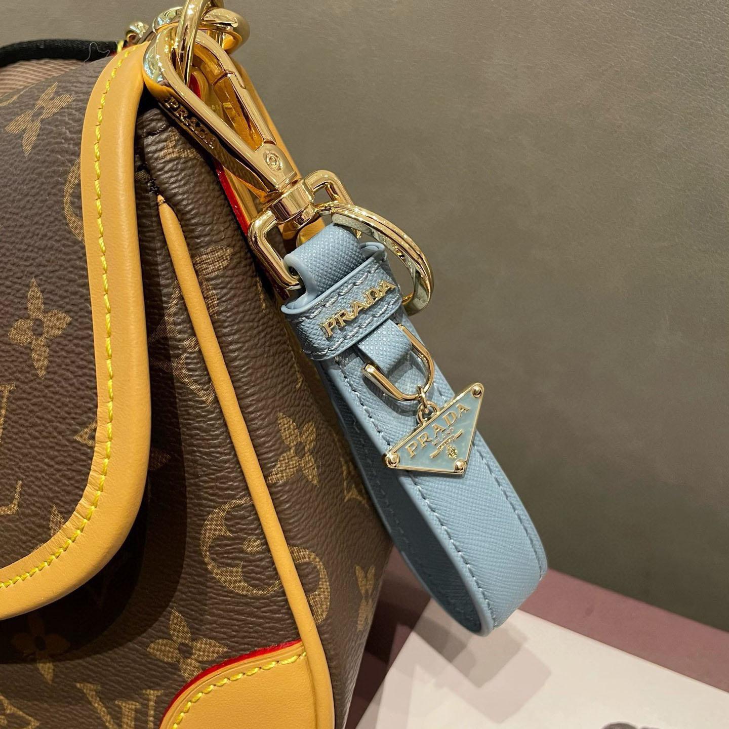 Prada Saffiano Leather Keychain - DopestKickz