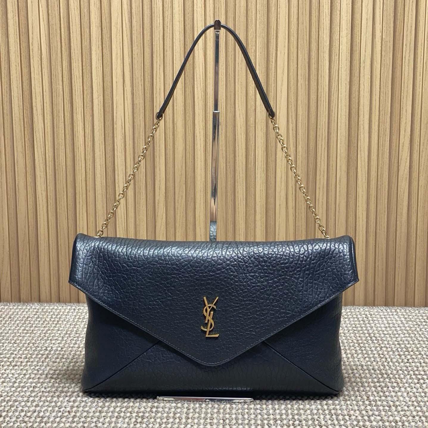 Saint Laurent Cassandre Large Pouch On Chain In Lambskin - DopestKickz