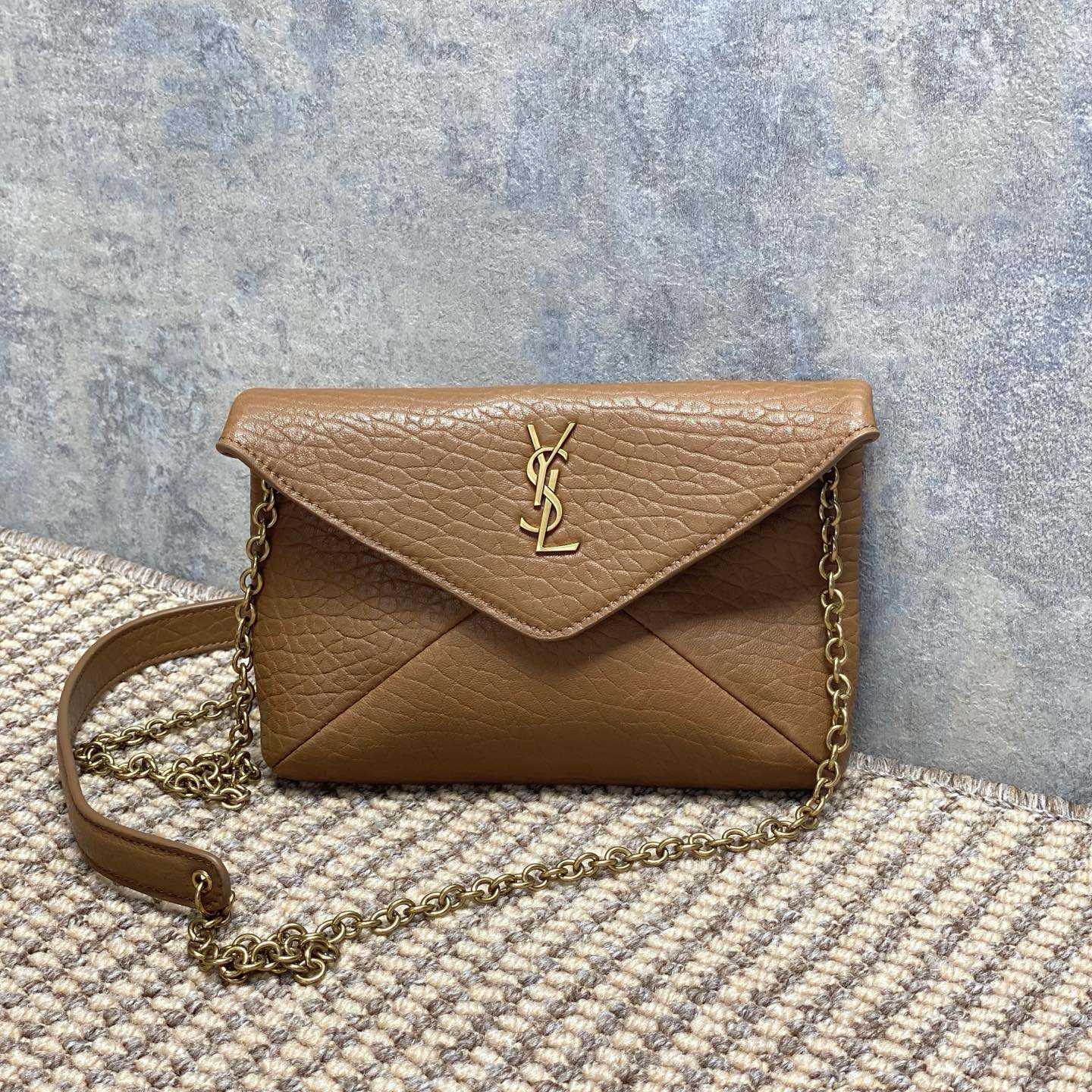 Saint Laurent Cassandre Small Chain Clutch In Lambskin - DopestKickz