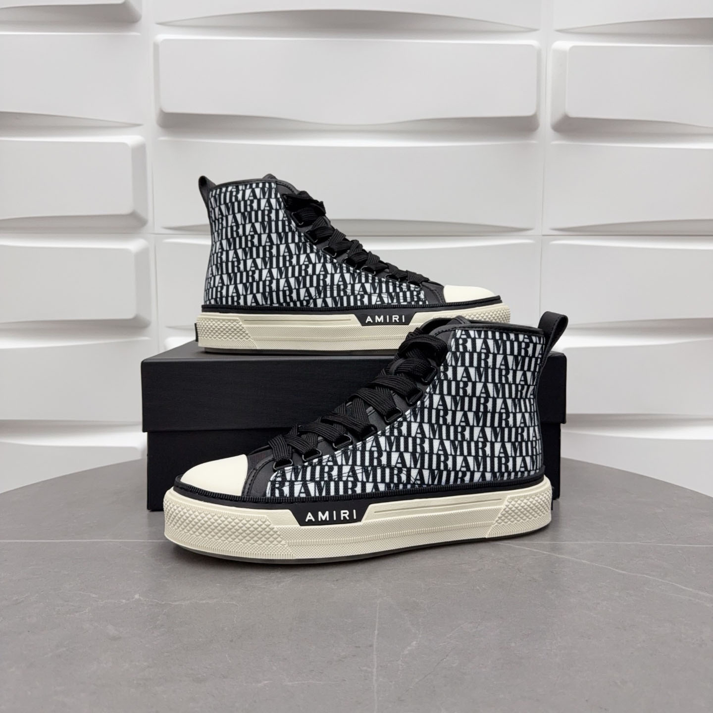 Amiri Court High 'Allover Logo - Black White' - DopestKickz