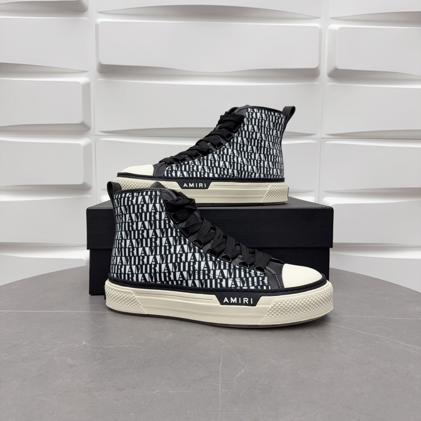 Amiri Court High 'Allover Logo - Black White' - DopestKickz