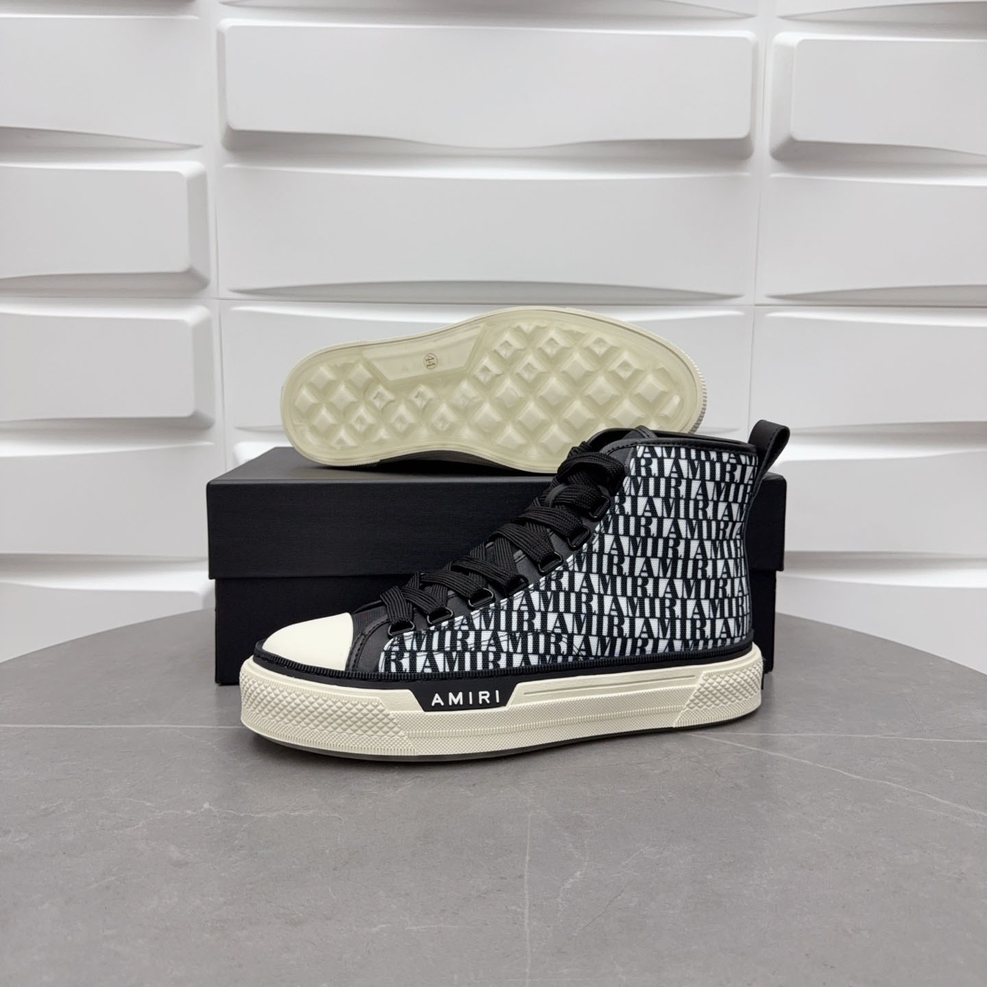 Amiri Court High 'Allover Logo - Black White' - DopestKickz