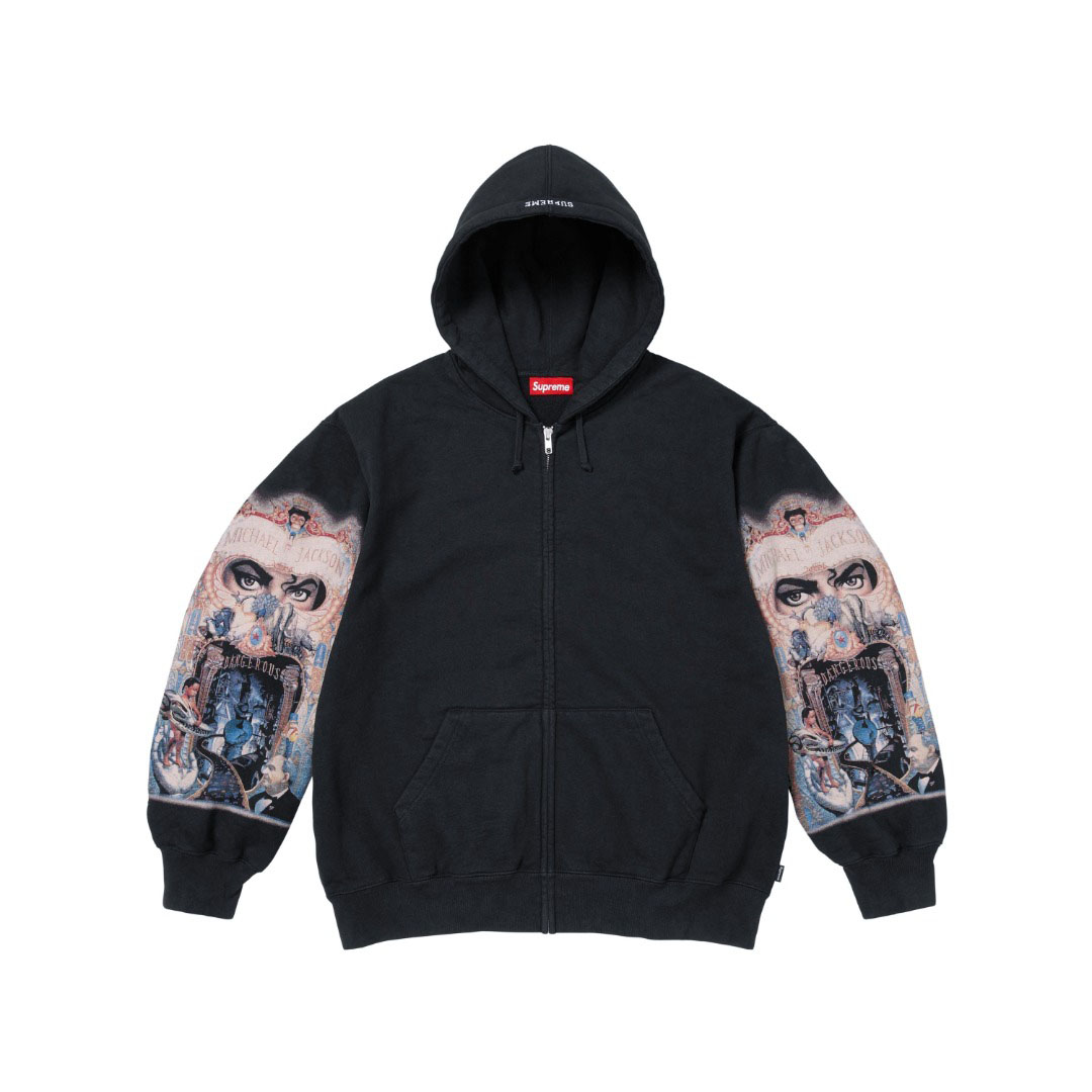 Supreme x Michael Jackson Graphic-Print Zip-Up Hoodie - Black - DopestKickz