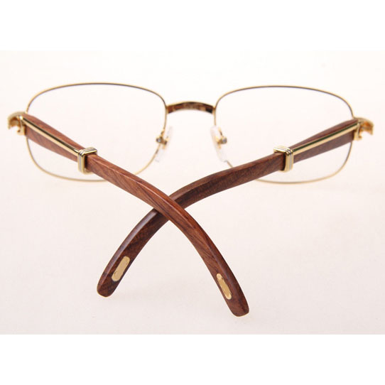 Cartier CT 7381148 Wood Eyeglasses In Gold - DopestKickz