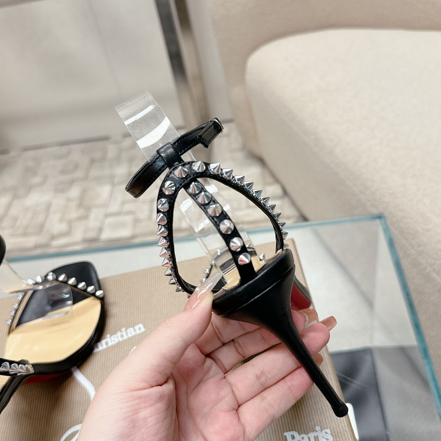 Christian Louboutin So Me Embellished Leather Sandals - DopestKickz