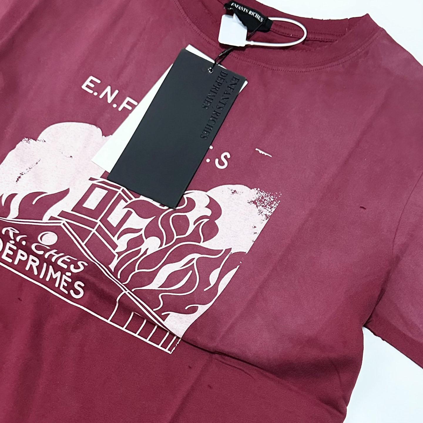 Enfants Riches Déprimés Burning Church T-Shirt 'Dark Scarlet' - DopestKickz