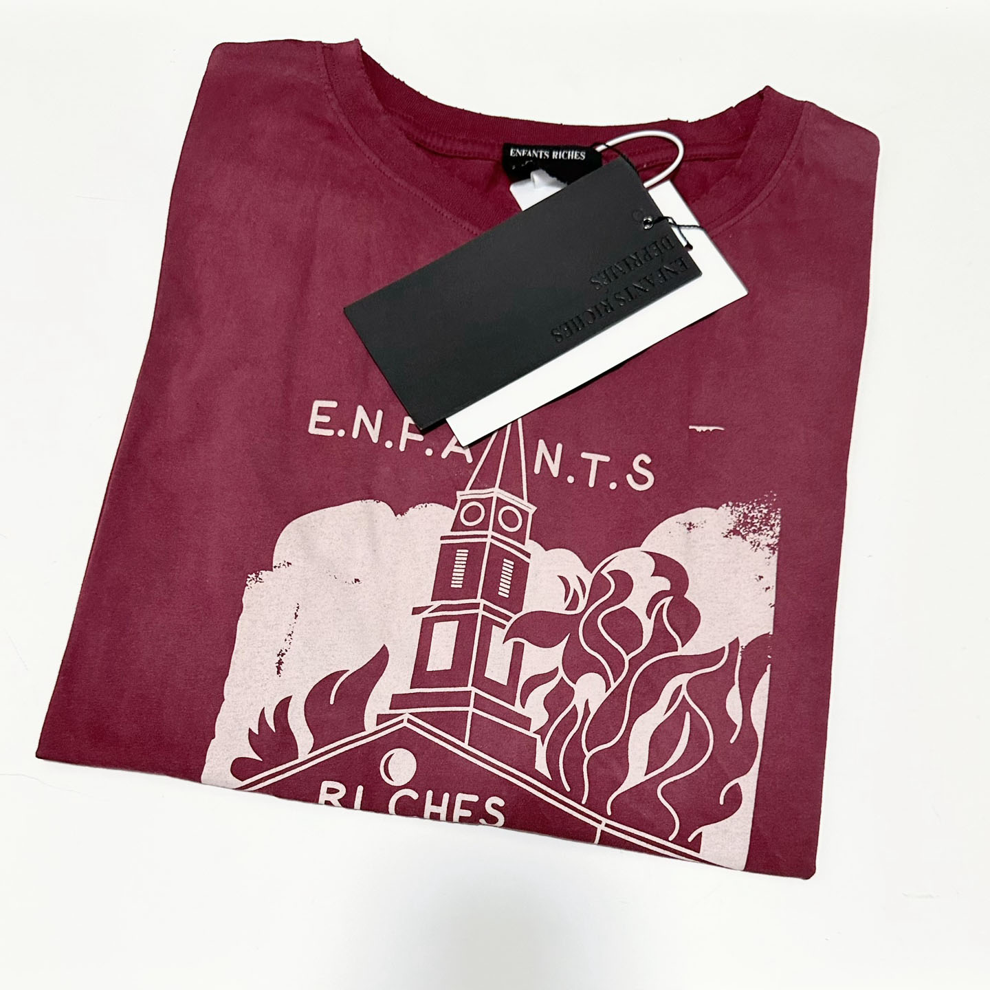 Enfants Riches Déprimés Burning Church T-Shirt 'Dark Scarlet' - DopestKickz