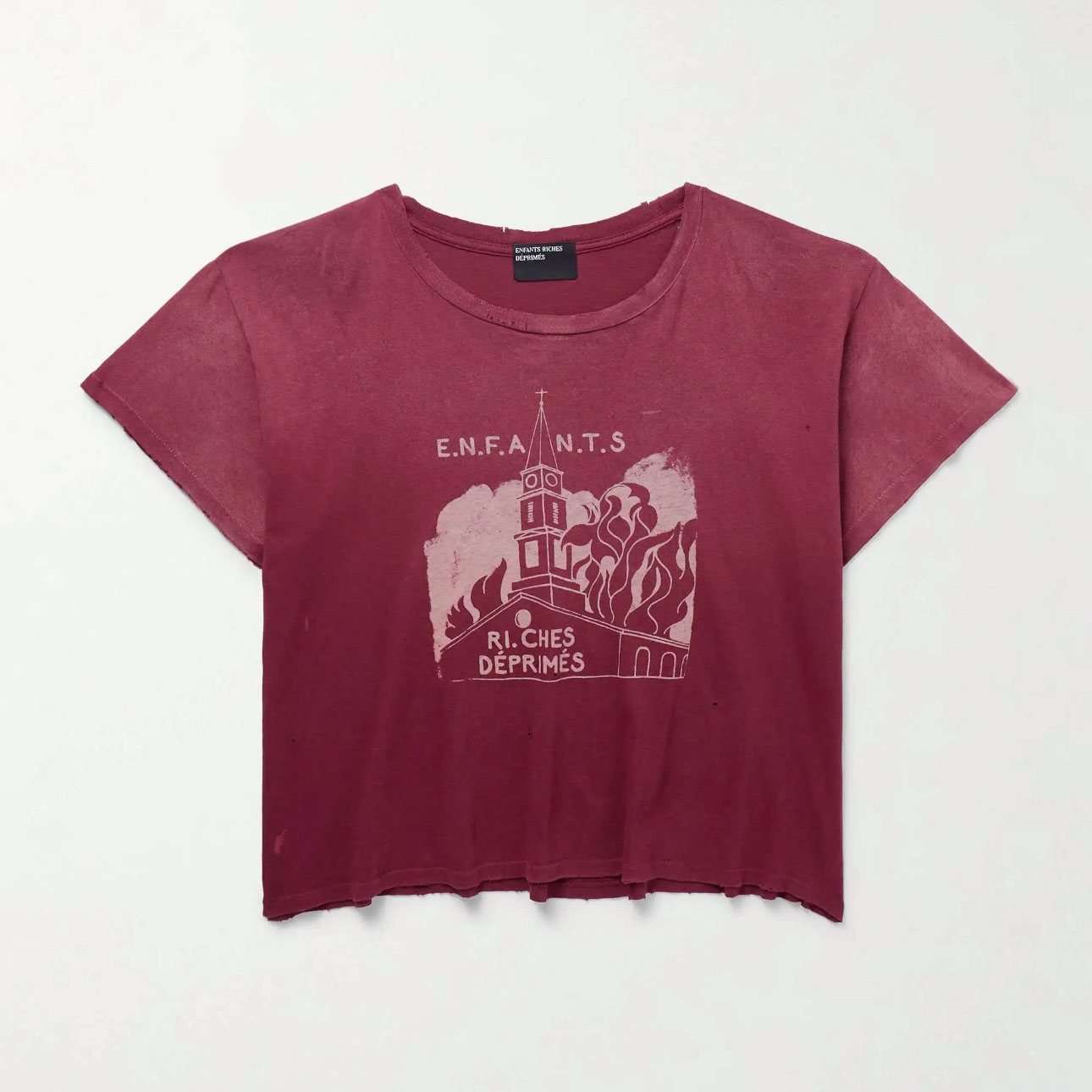 Enfants Riches Déprimés Burning Church T-Shirt 'Dark Scarlet' - DopestKickz