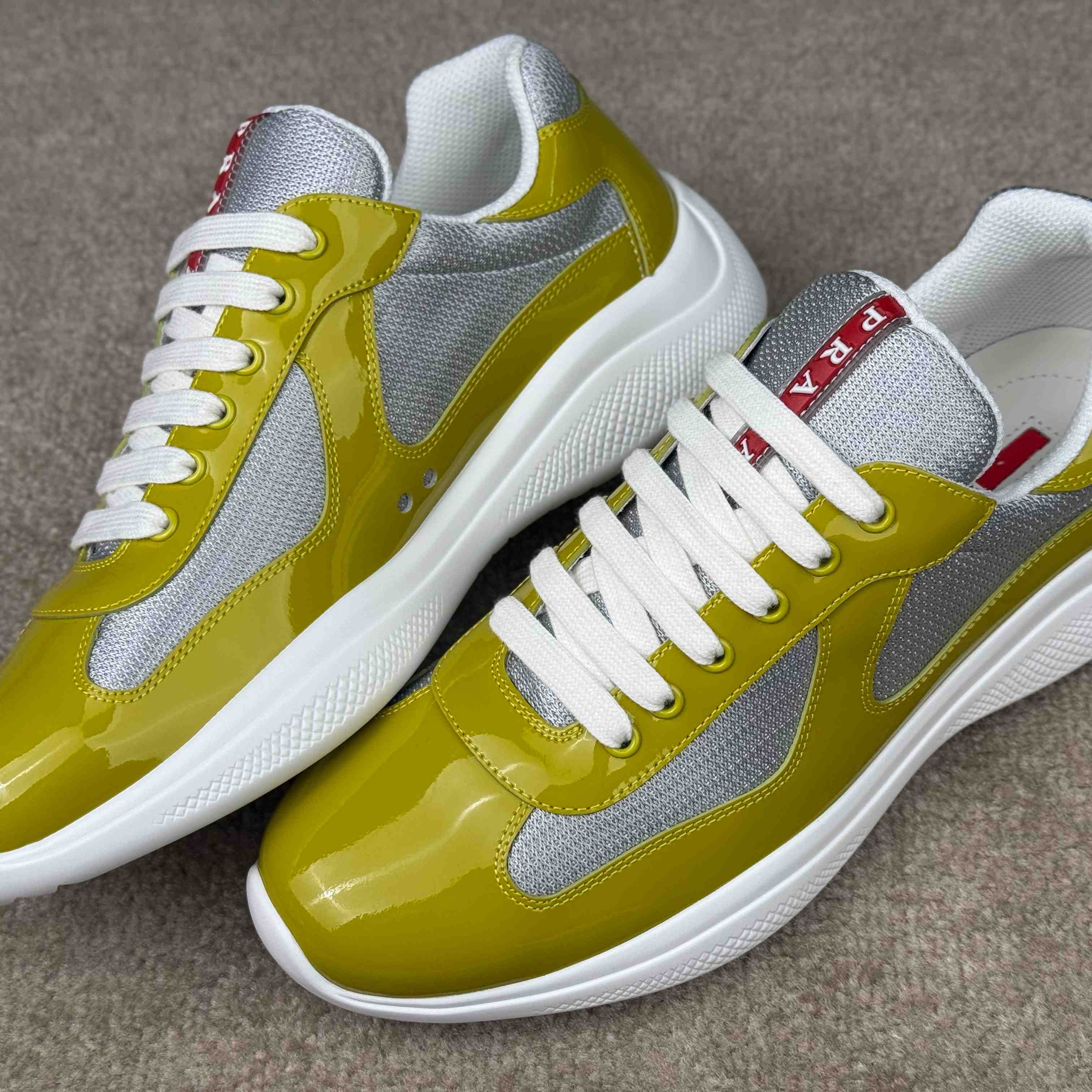 Patent Leather And Technical Fabric Prada America's Cup Sneakers - DopestKickz