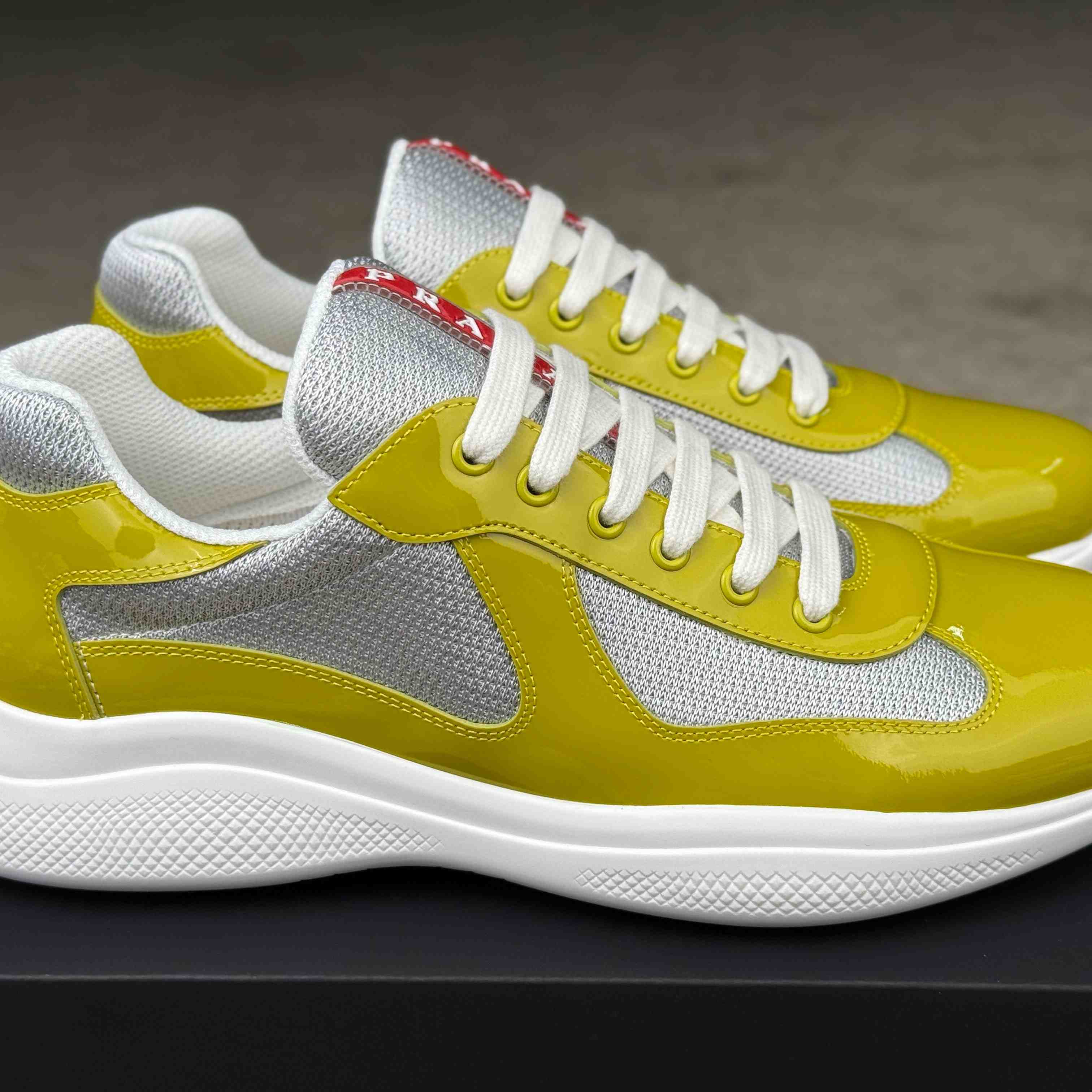 Patent Leather And Technical Fabric Prada America's Cup Sneakers - DopestKickz