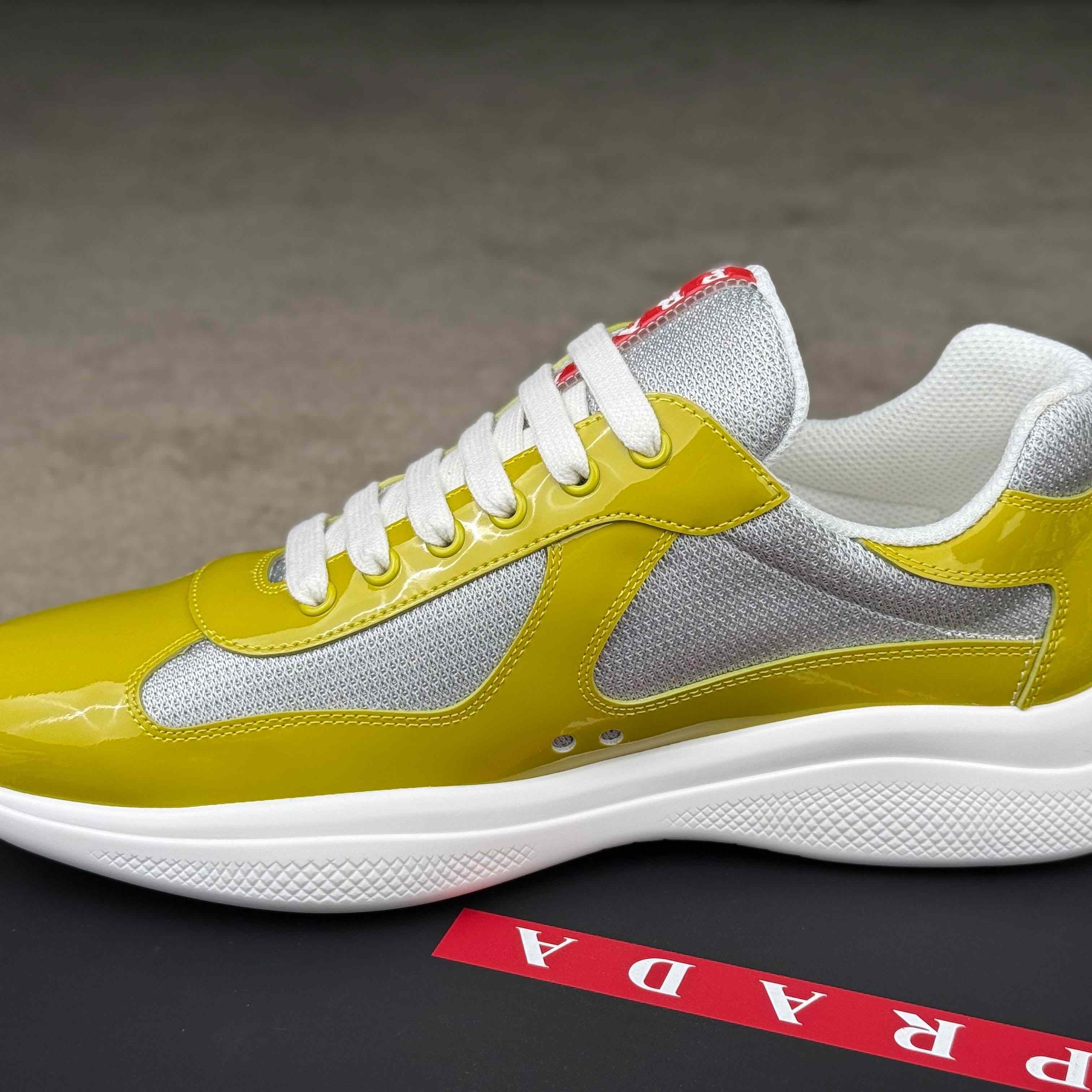 Patent Leather And Technical Fabric Prada America's Cup Sneakers - DopestKickz