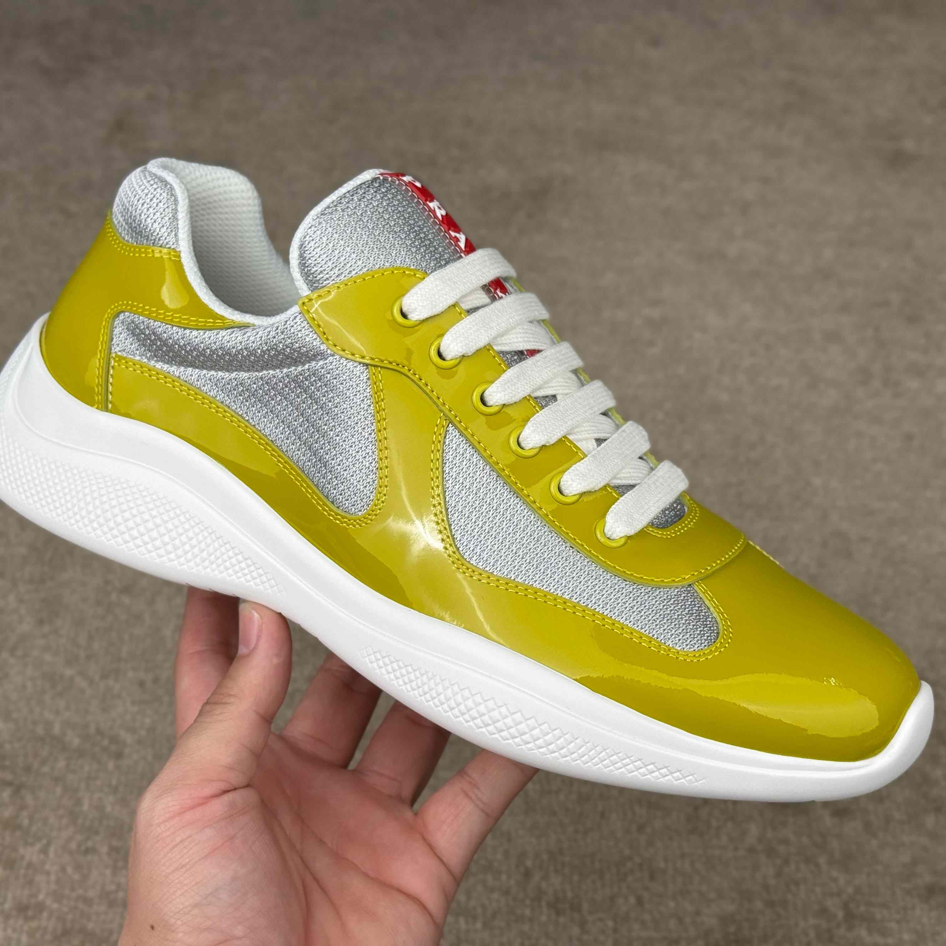 Patent Leather And Technical Fabric Prada America's Cup Sneakers - DopestKickz