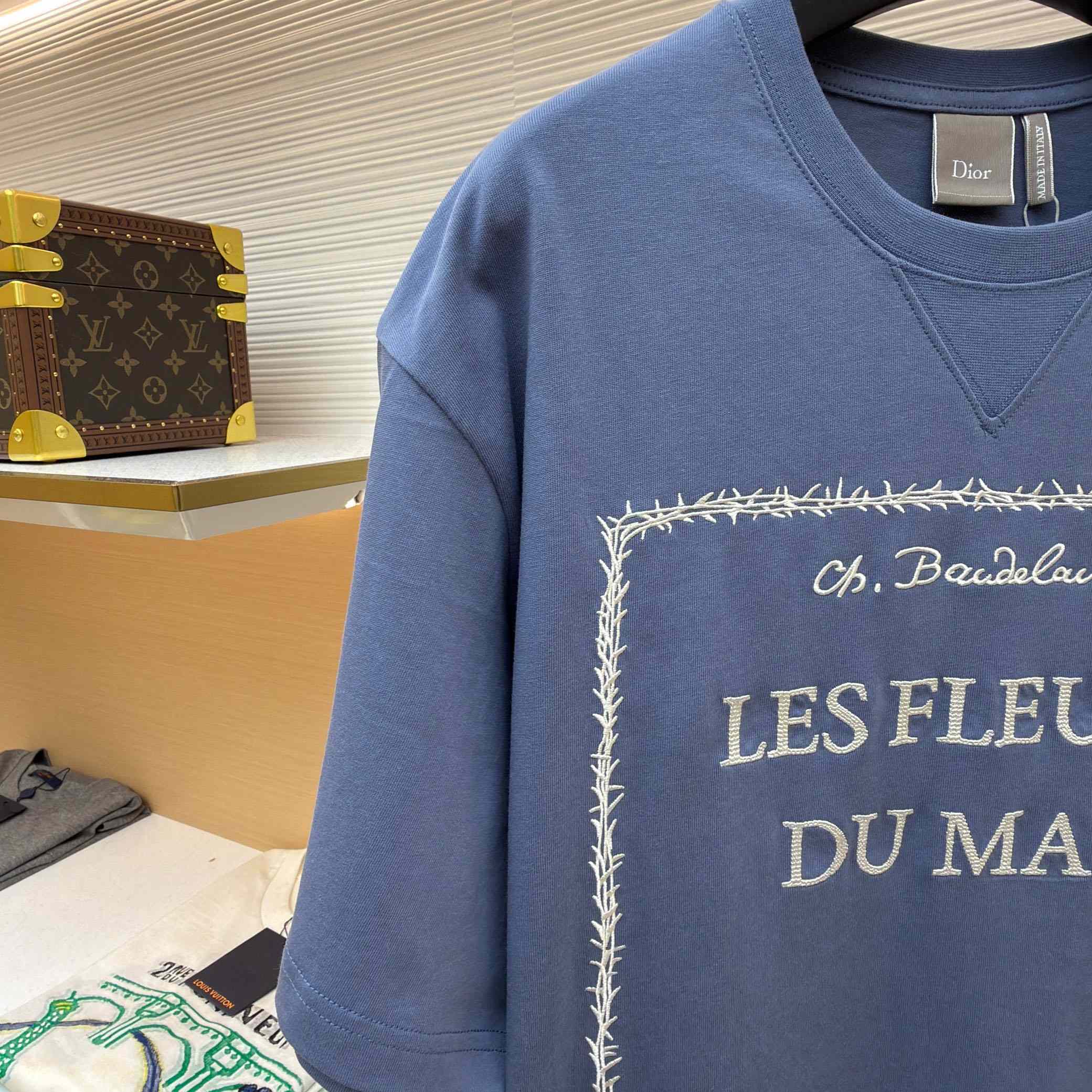 Dior T-Shirt With Book Cover Embroidery, Relaxed Fit - DopestKickz