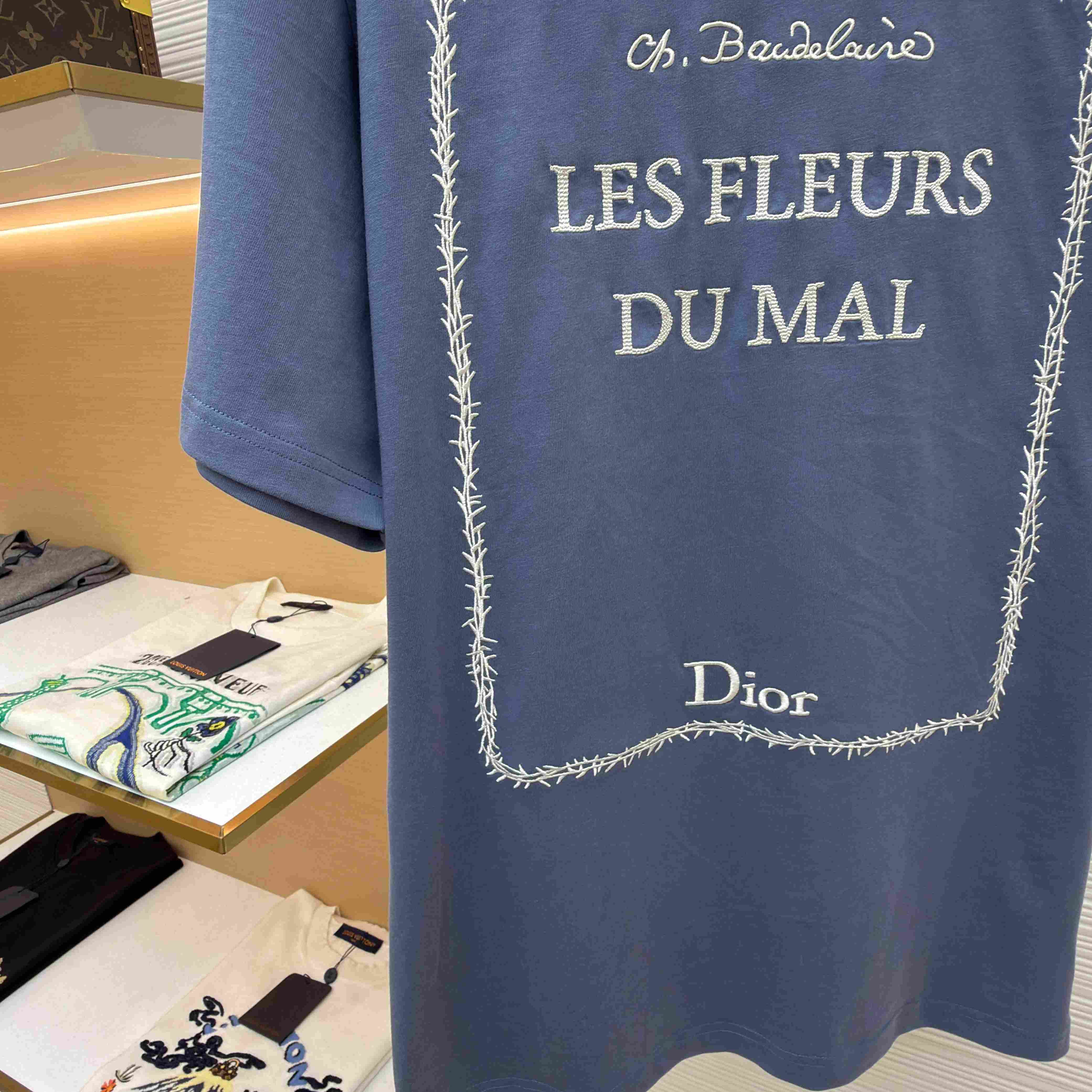 Dior T-Shirt With Book Cover Embroidery, Relaxed Fit - DopestKickz
