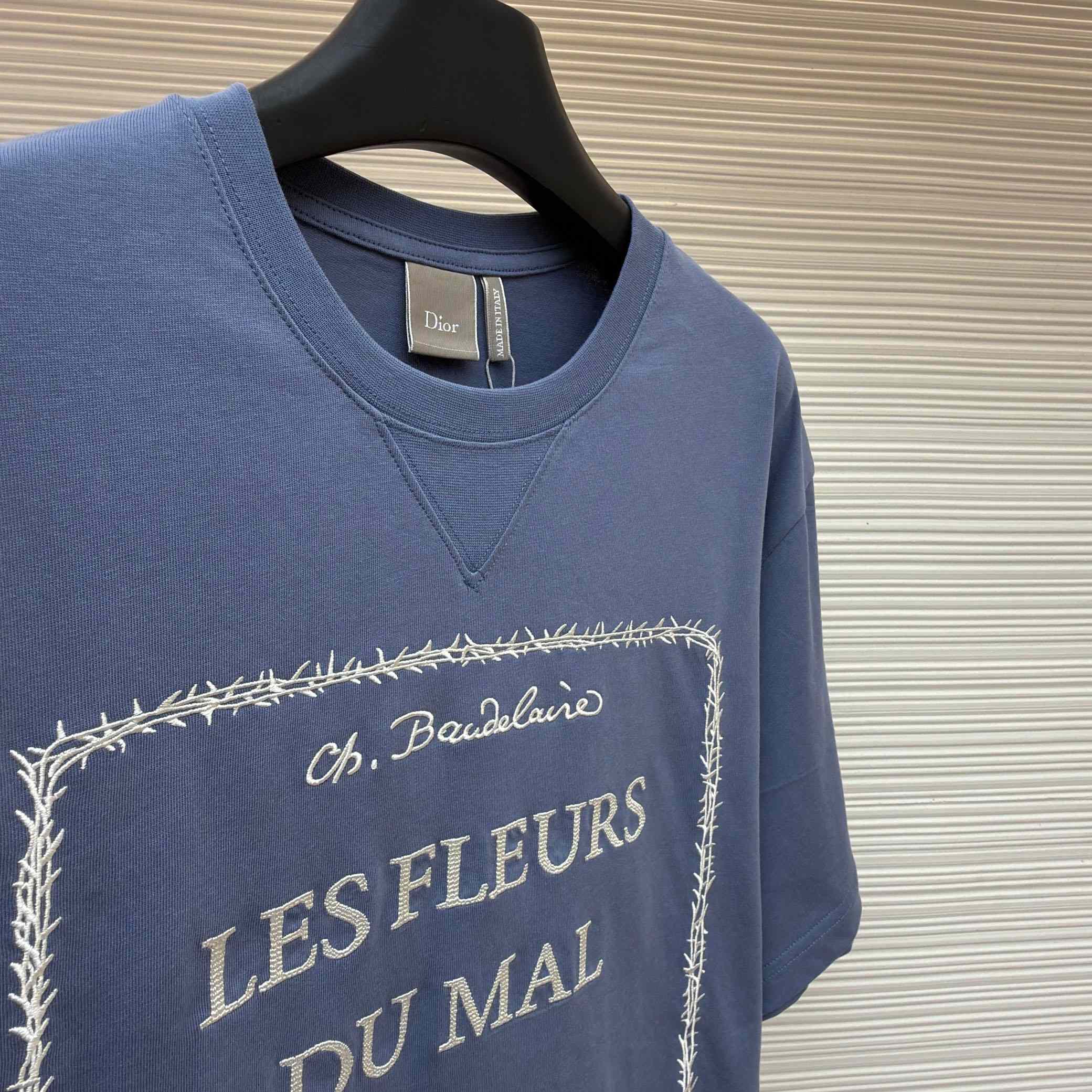 Dior T-Shirt With Book Cover Embroidery, Relaxed Fit - DopestKickz