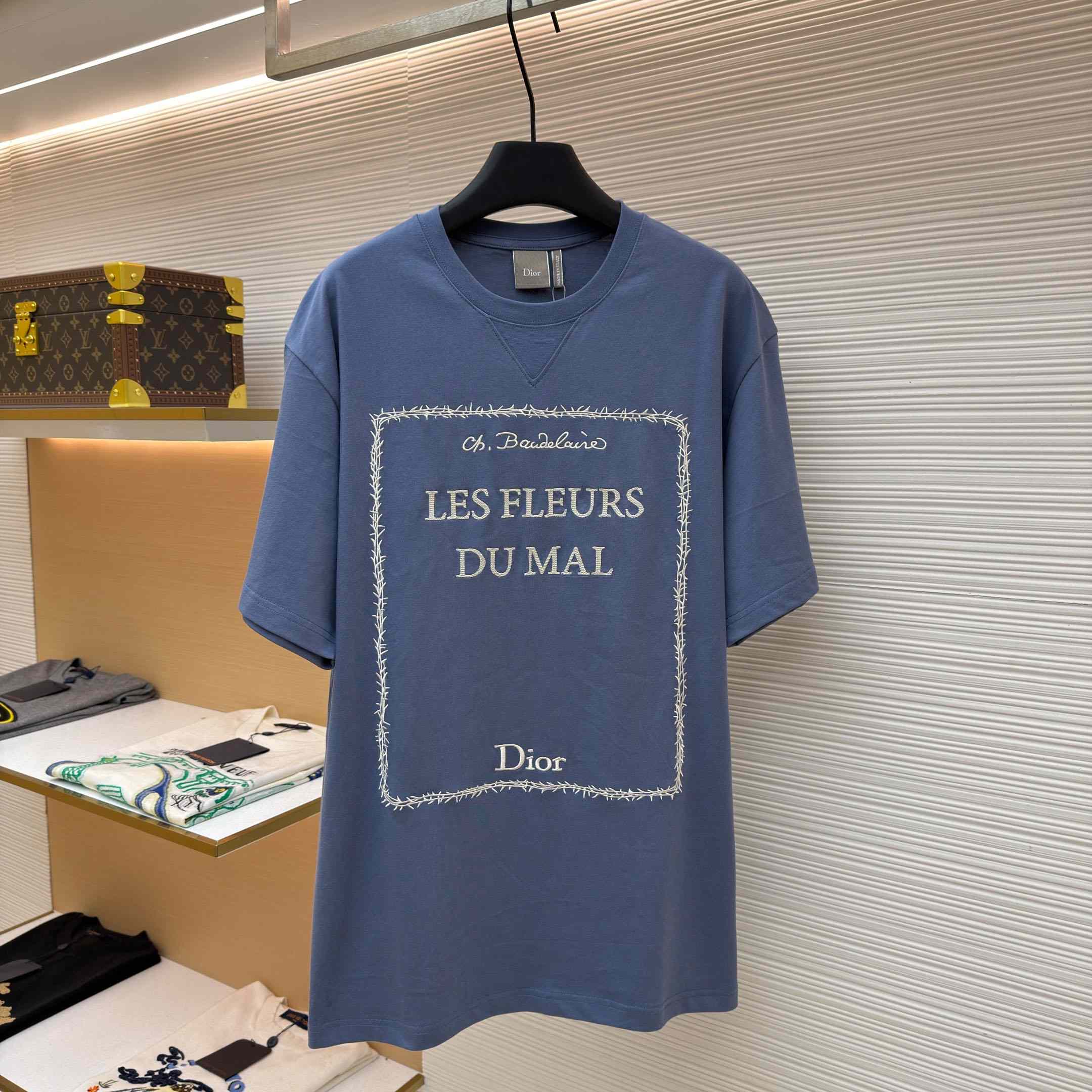 Dior T-Shirt With Book Cover Embroidery, Relaxed Fit - DopestKickz