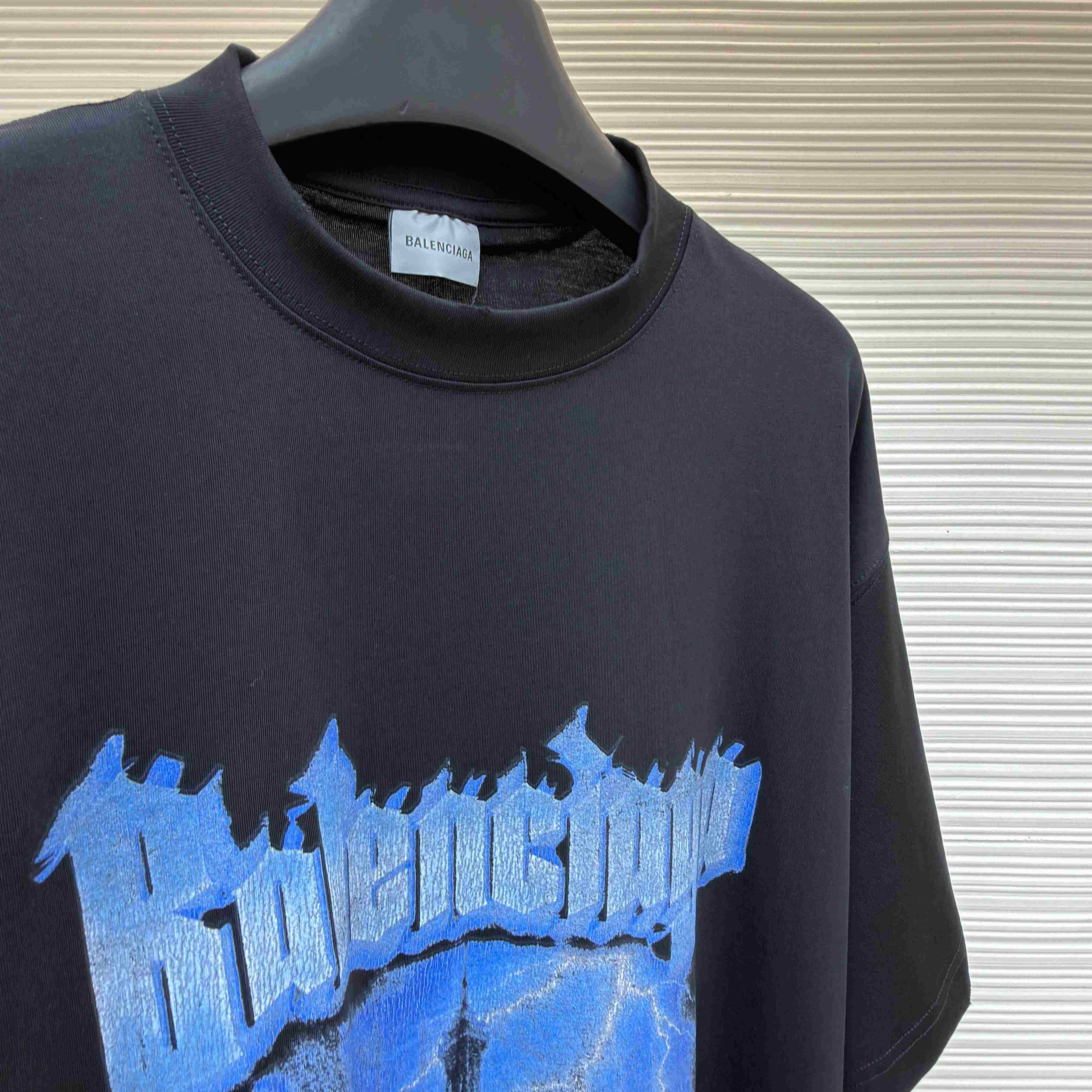 Balenciaga Paris Thunderstorm Oversized T-shirt In Black - DopestKickz
