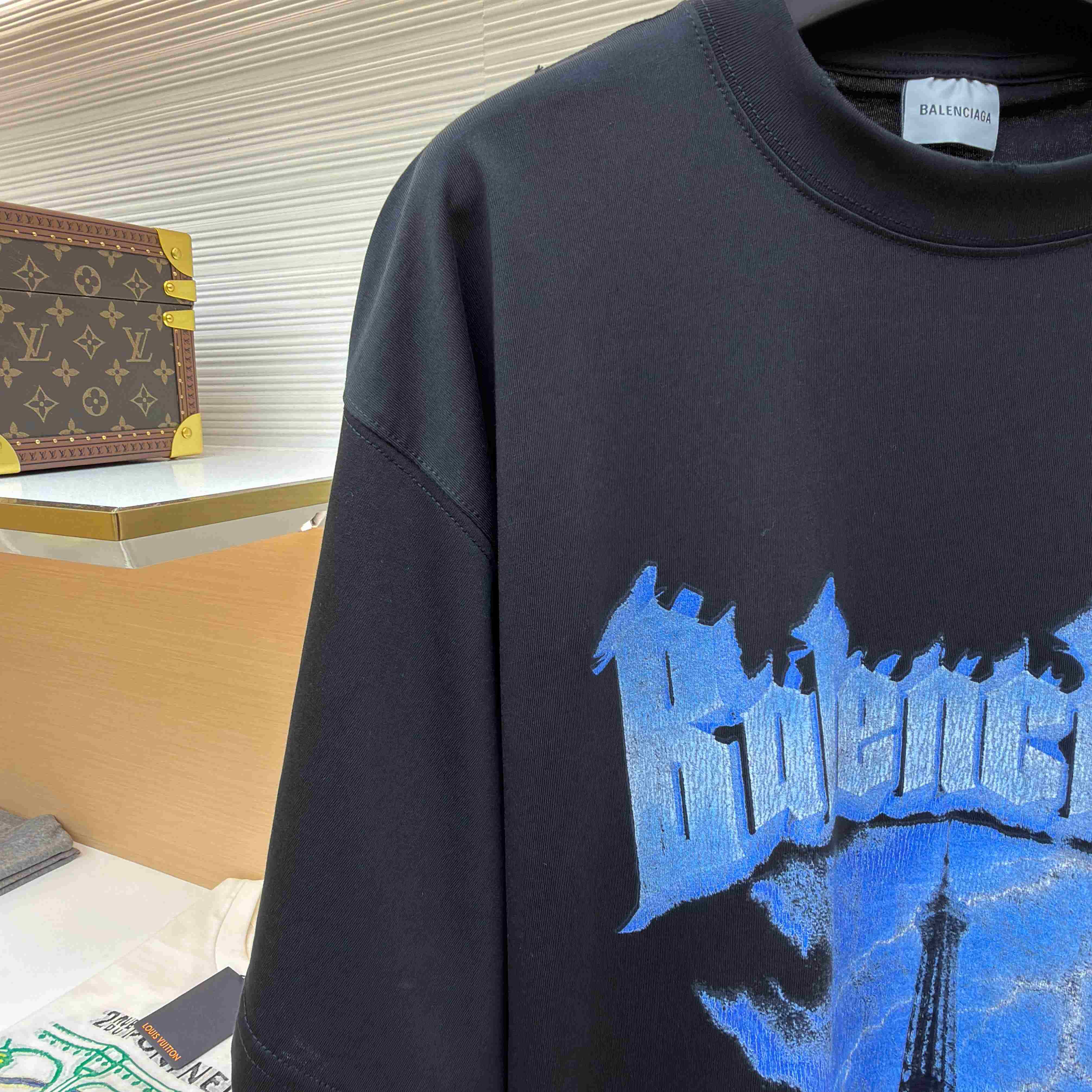 Balenciaga Paris Thunderstorm Oversized T-shirt In Black - DopestKickz