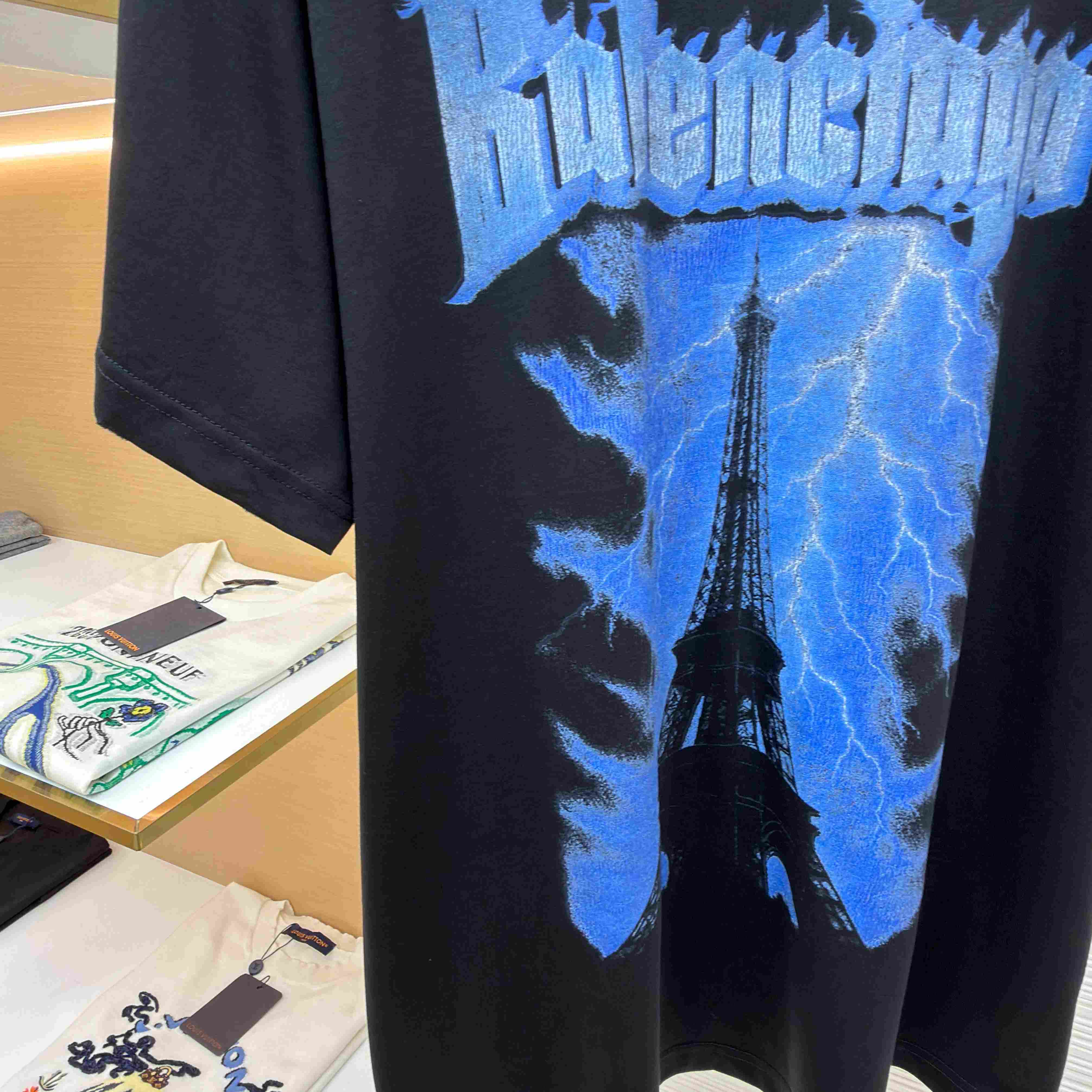 Balenciaga Paris Thunderstorm Oversized T-shirt In Black - DopestKickz