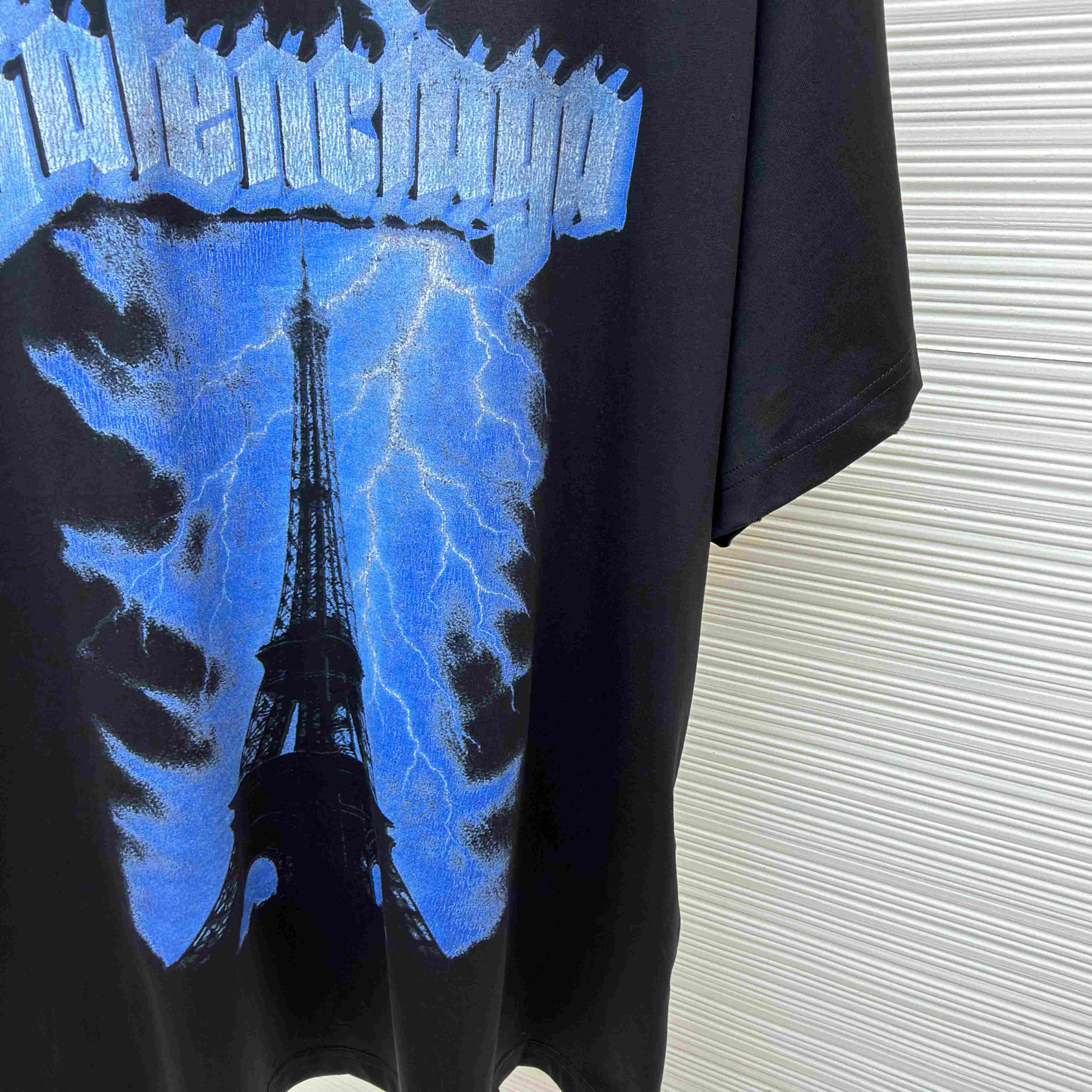 Balenciaga Paris Thunderstorm Oversized T-shirt In Black - DopestKickz