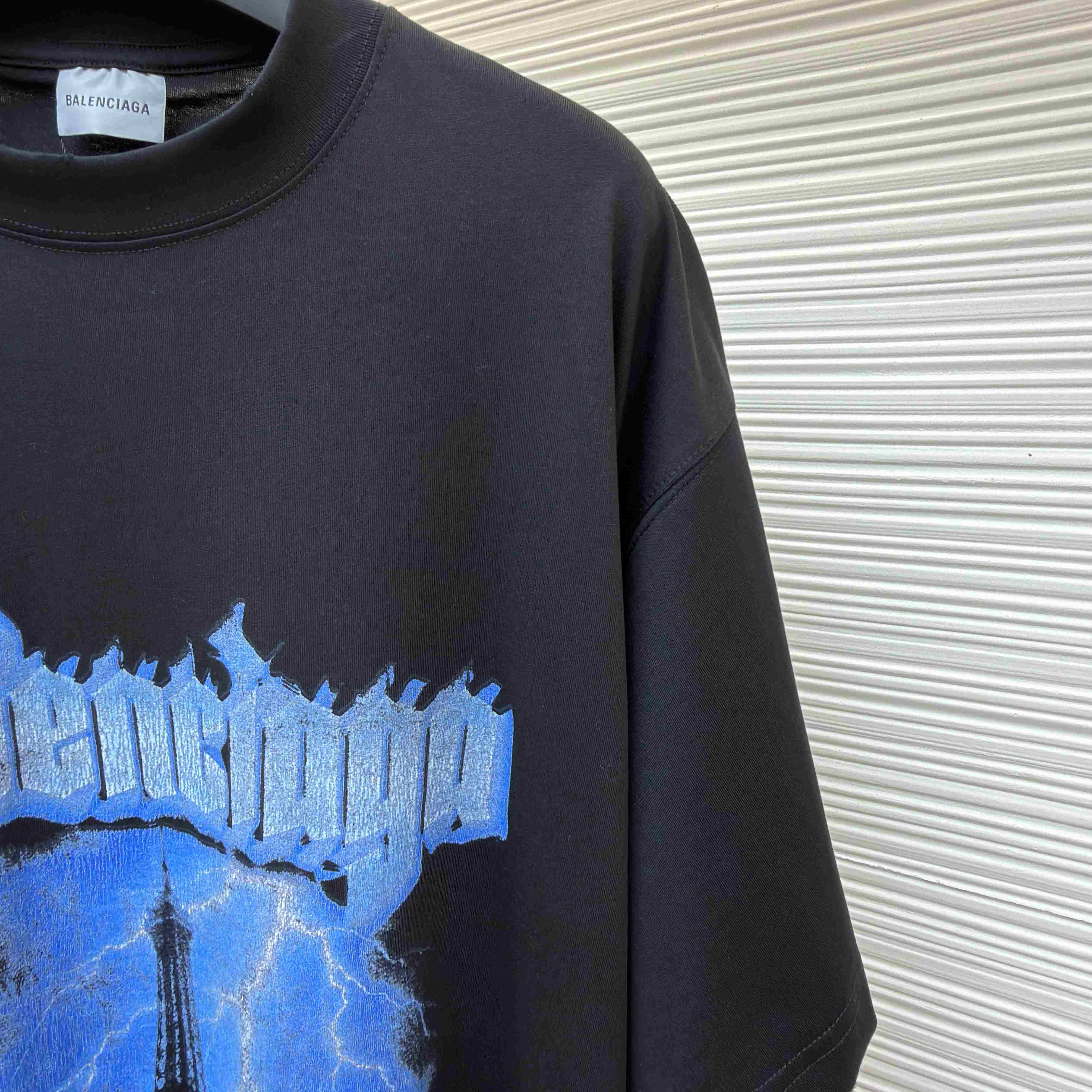 Balenciaga Paris Thunderstorm Oversized T-shirt In Black - DopestKickz
