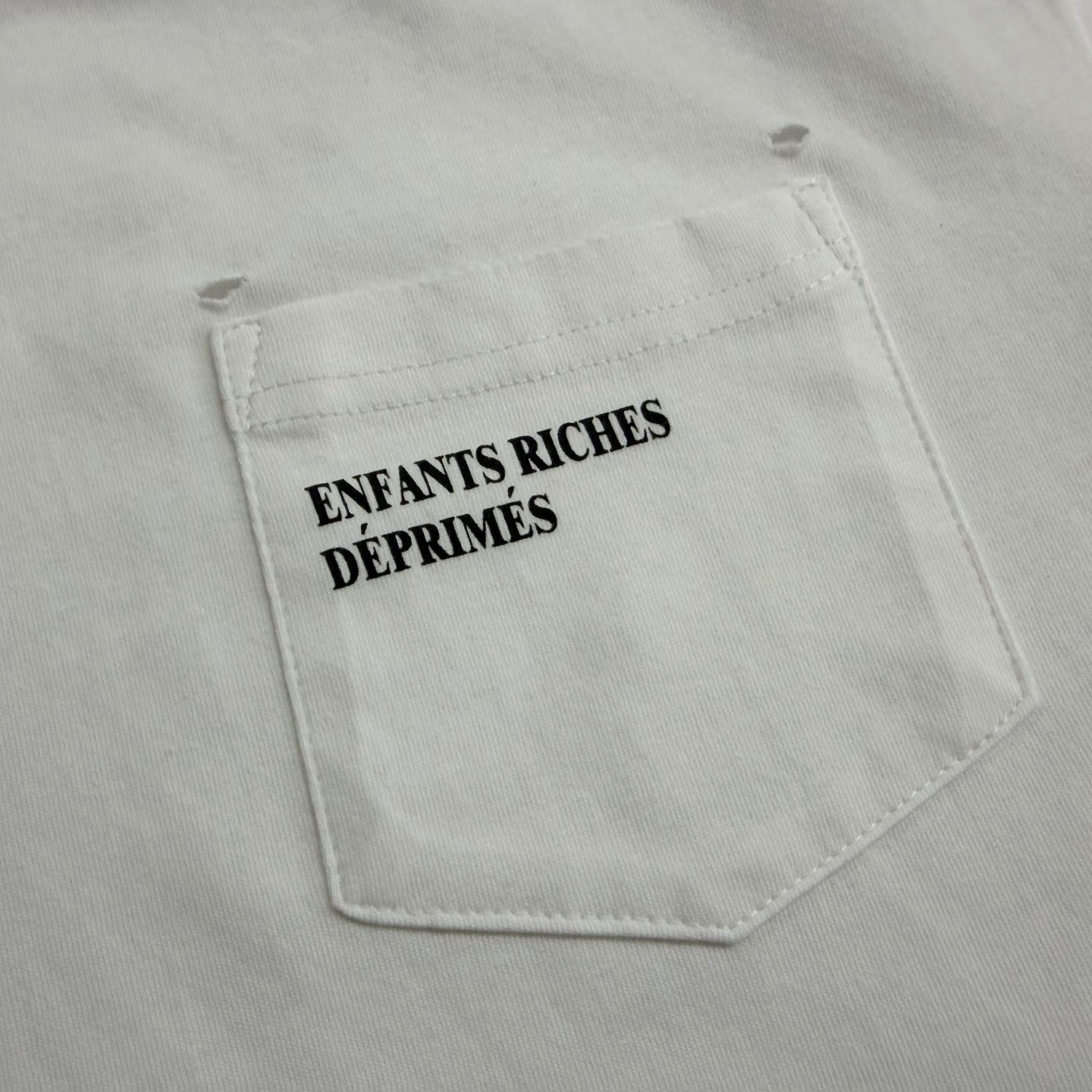 Enfants Riches Déprimés  Distressed Logo-Print Cotton-Jersey T-Shirt - White - DopestKickz