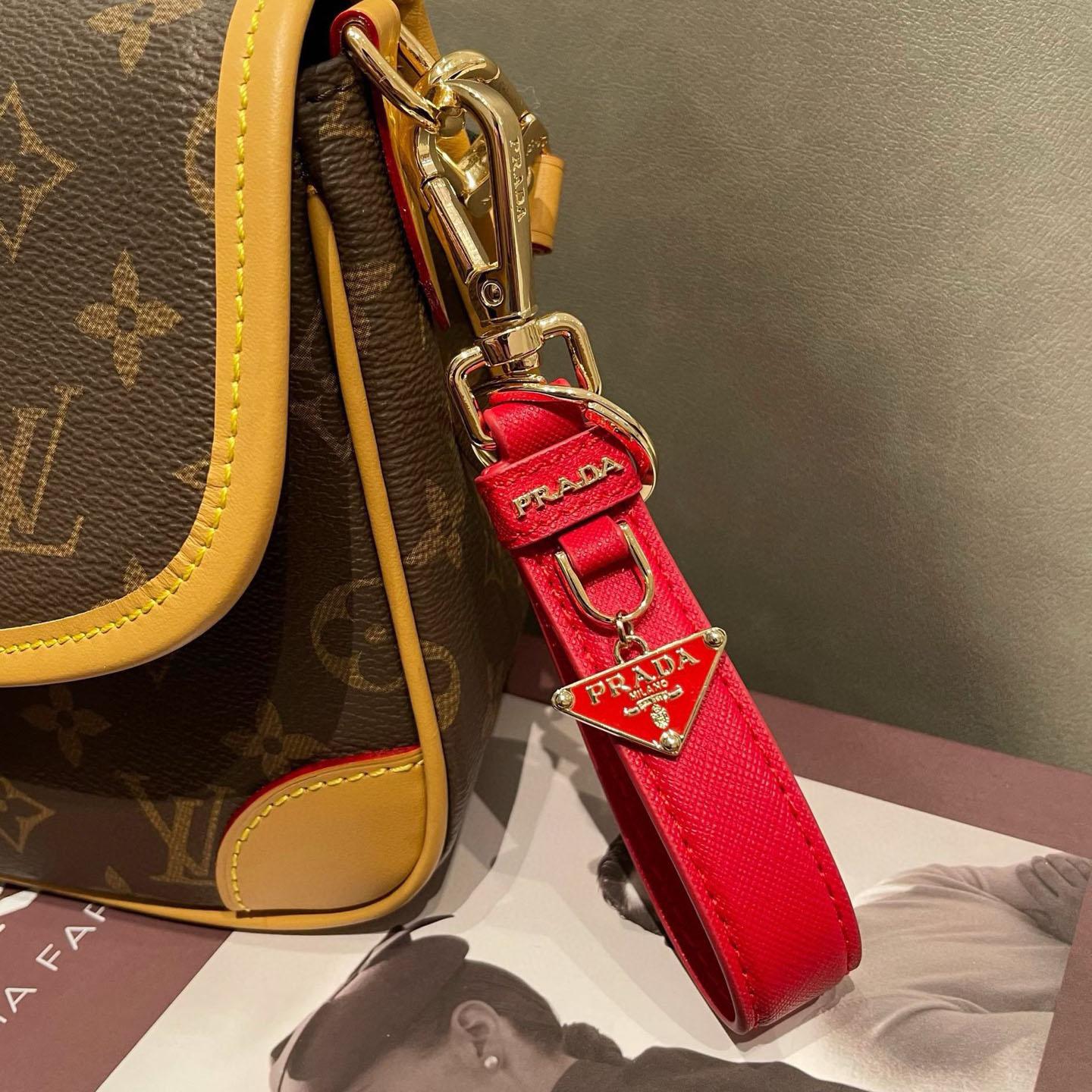 Prada Saffiano Leather Keychain - DopestKickz