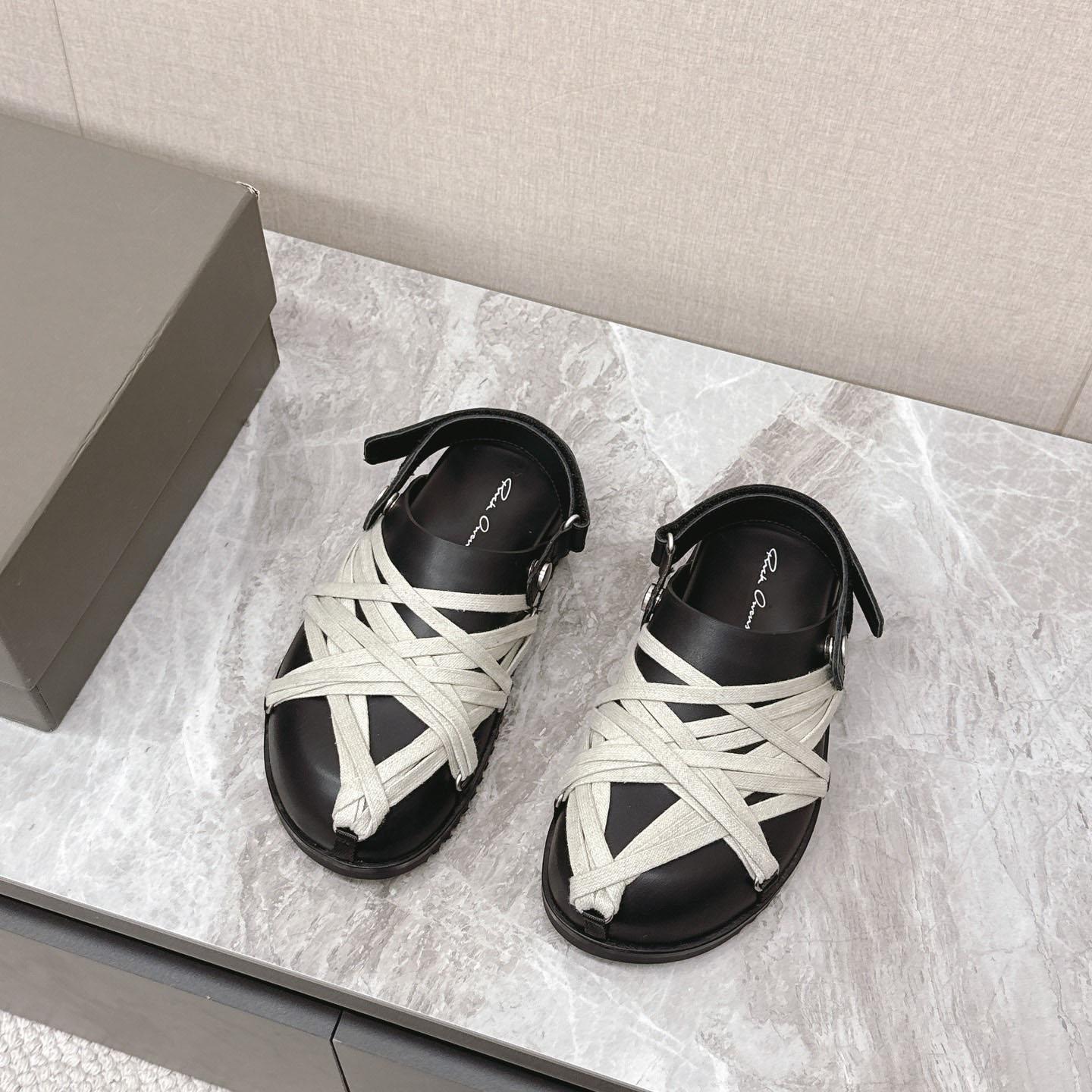 Rick Owens Leather Lace-up Cross-strap Loafers - DopestKickz